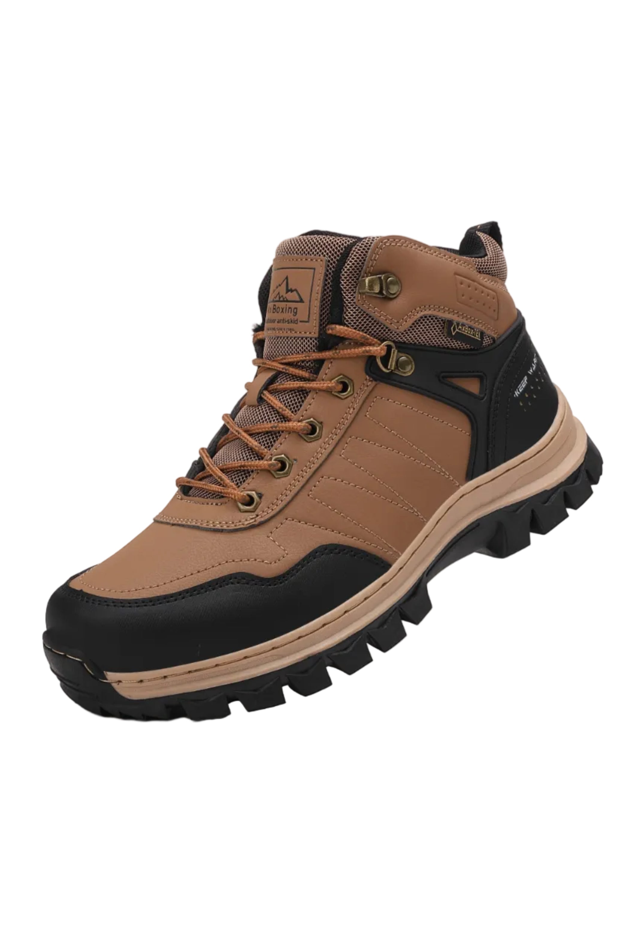 Ghete pentru Dama si Copii, Model Taylor, Imblaniti, Talpa cusuta -Antiderapanta, Piele ecologica, Ax Boxing, Camel