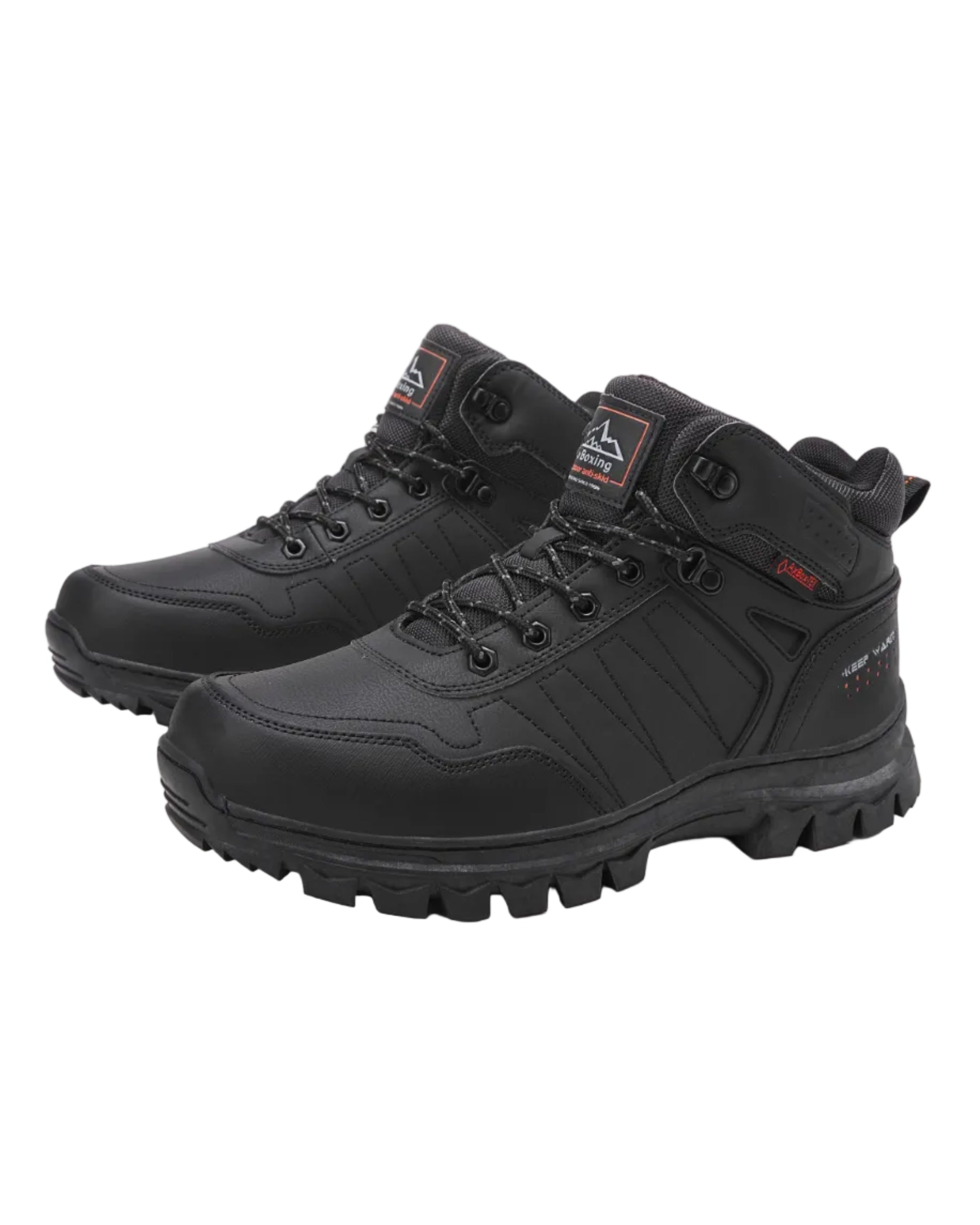 Ghete pentru Barbati, Model Karim, Imblanite, Talpa Antiderapanta-Cusuta, Piele Ecologica, Ax Boxing, Negru