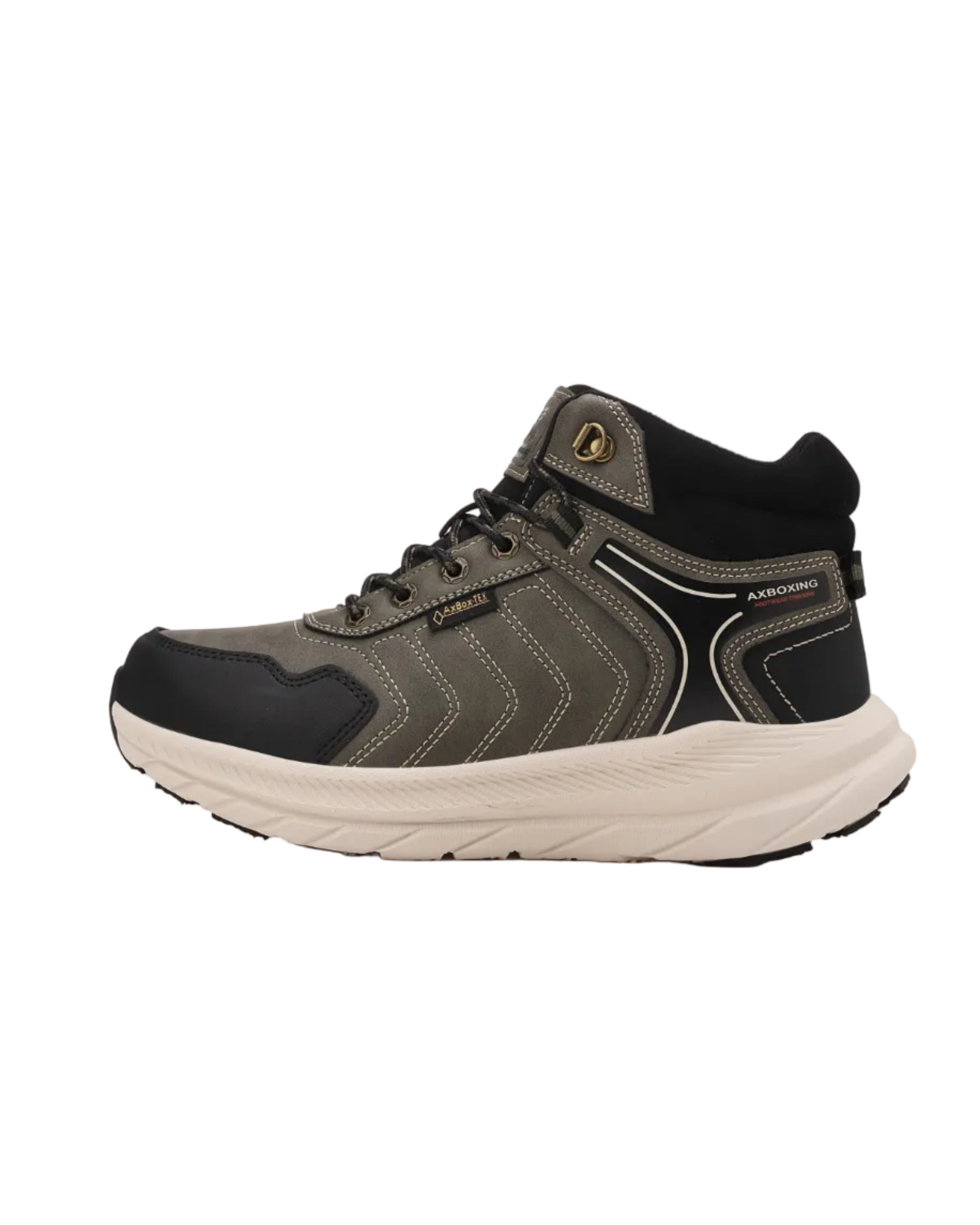 Ghete sport pentru Barbati, Model Fabian, Piele Ecologica, Talpa inalta de Spuma, Imblanite, Usoare si Confortabile, Ax Boxing, Khaki