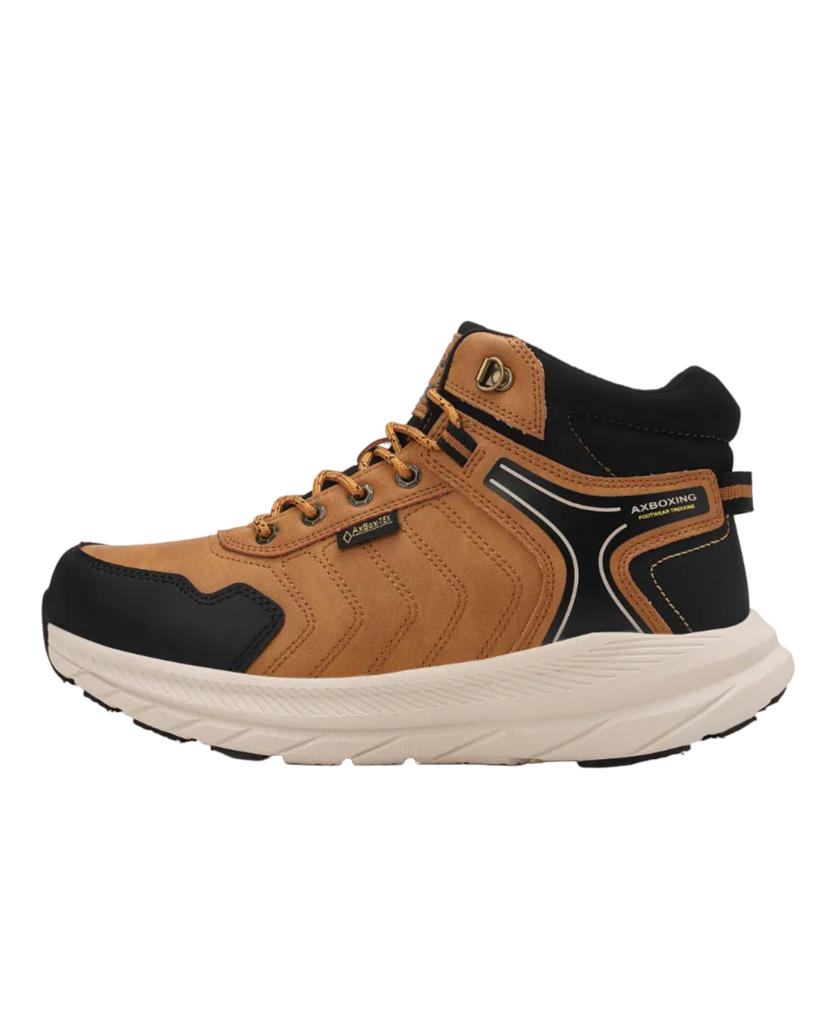 Ghete sport pentru Baieti, Model Axel, Piele Ecologica, Talpa inalta de Spuma, Imblanite,Usoare si Confortabile, Ax Boxing, Camel
