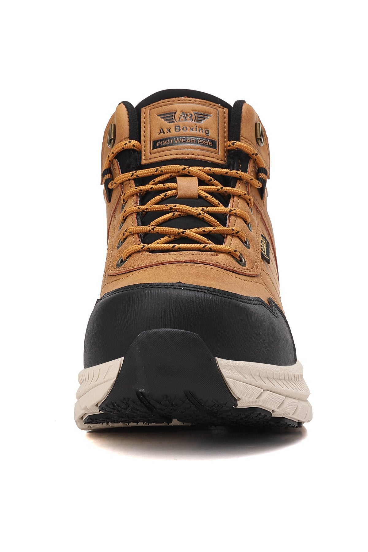 Ghete sport pentru Barbati, Model Fabian, Piele Ecologica, Talpa inalta de Spuma, Imblanite, Usoare si Confortabile, Ax Boxing, Camel