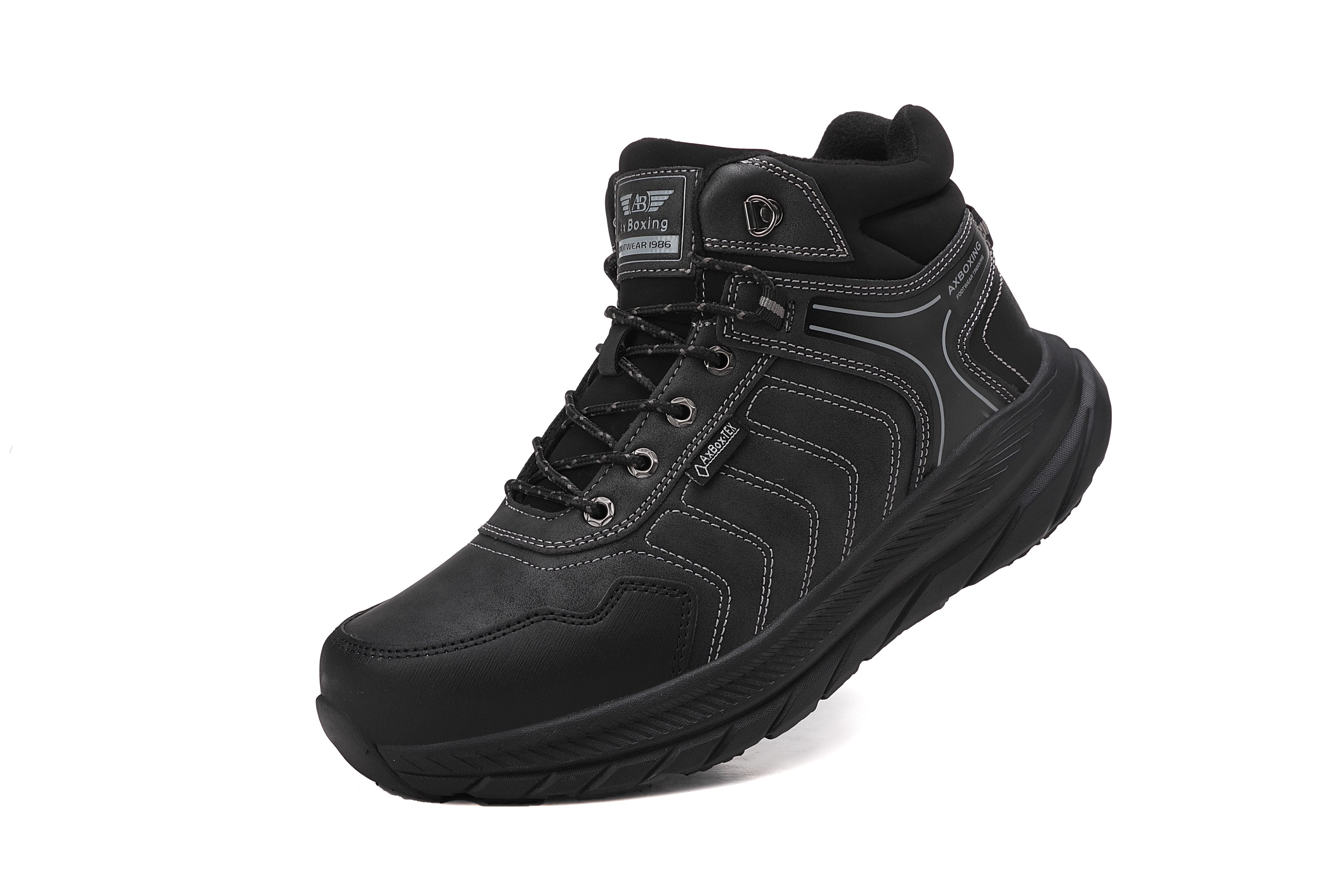 Ghete sport Fabian pentru Barbati, Piele Ecologica, Talpa inalta de Spuma, Imblanite,Usoare si Confortabile, Ax Boxing