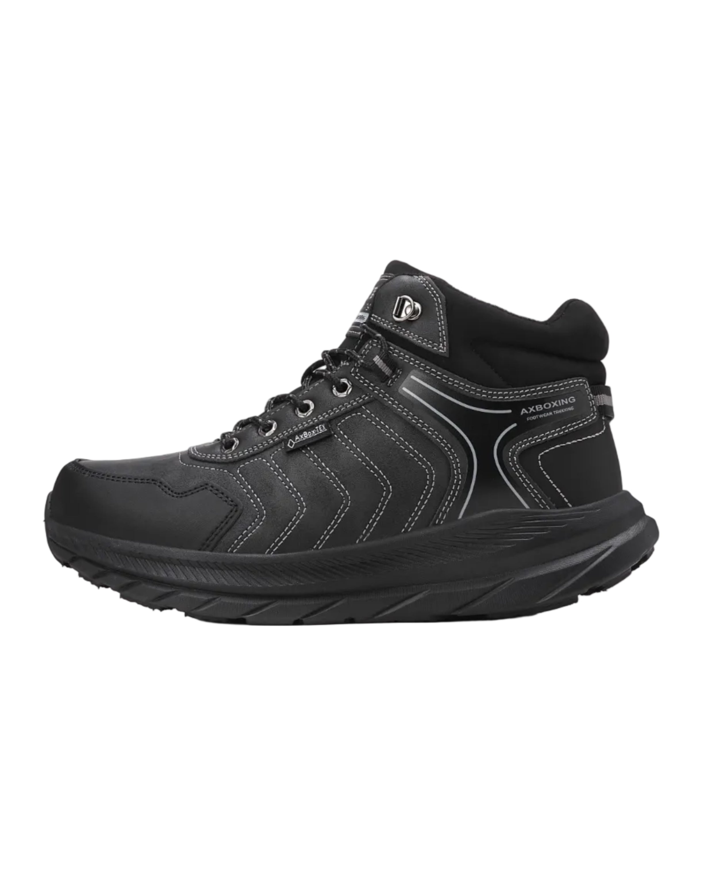 Ghete sport pentru Barbati, Model Fabian, Piele Ecologica, Talpa inalta de Spuma, Imblanite, Usoare si Confortabile, Ax Boxing, Negru