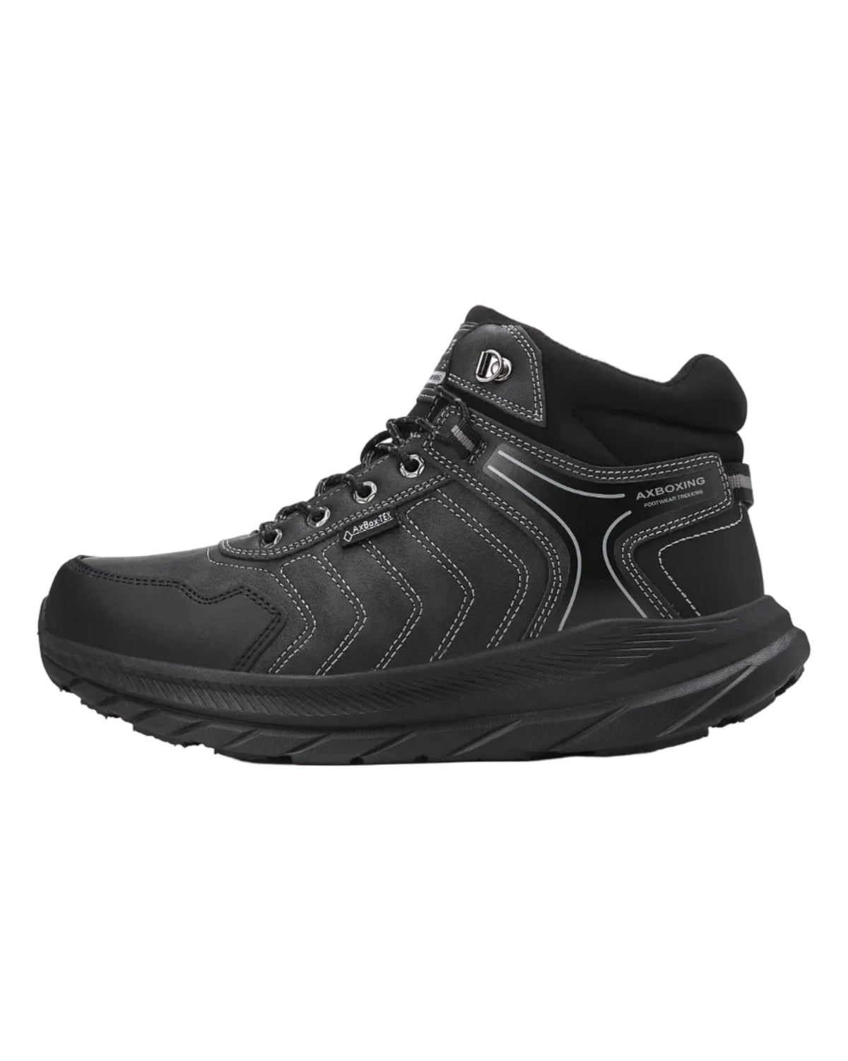 Ghete sport pentru Baieti, Model Axel, Piele Ecologica, Talpa inalta de Spuma, Imblanite,Usoare si Confortabile, Ax Boxing, Negru