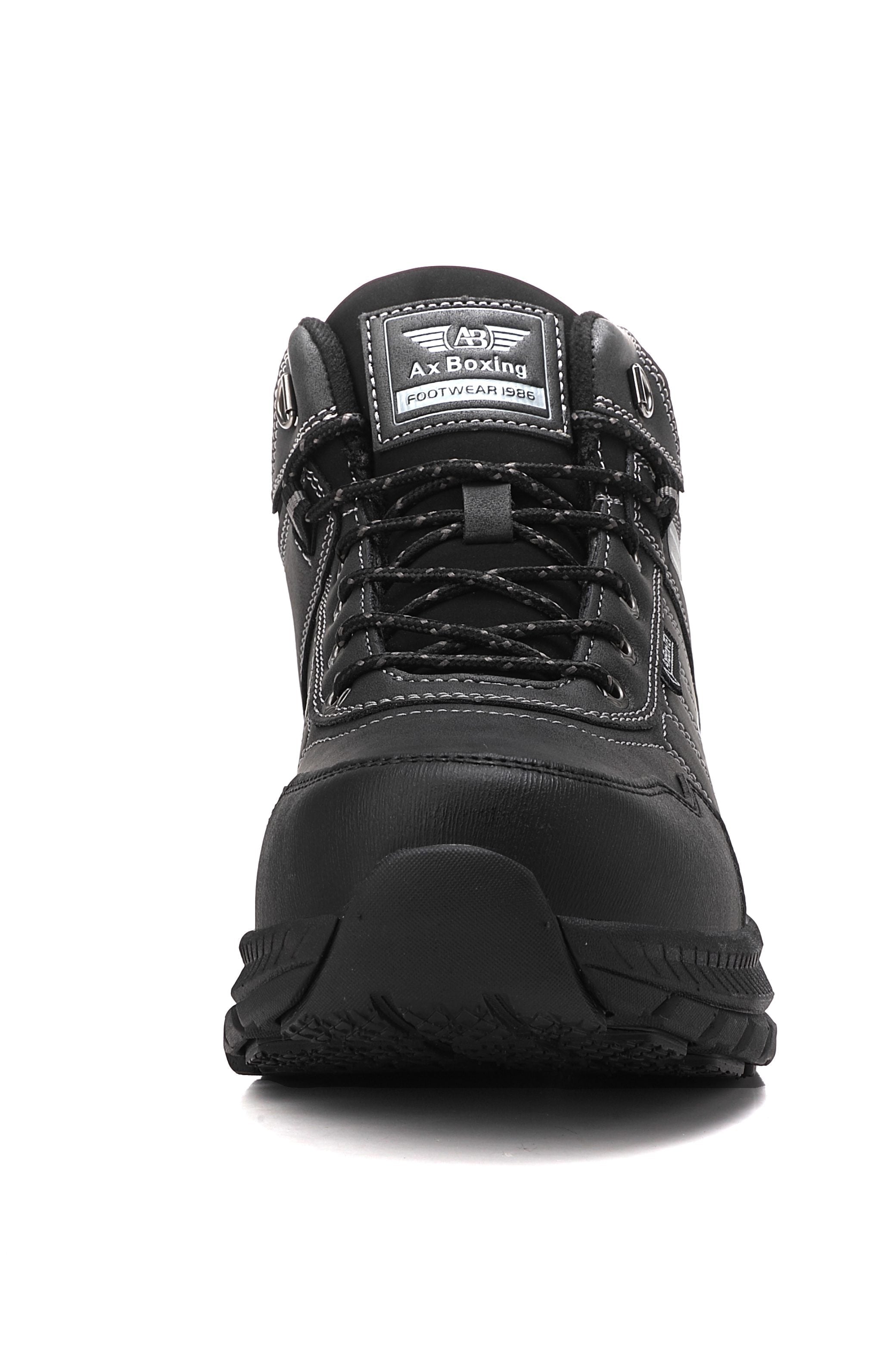 Ghete sport pentru Barbati, Model Fabian, Piele Ecologica, Talpa inalta de Spuma, Imblanite, Usoare si Confortabile, Ax Boxing, Negru