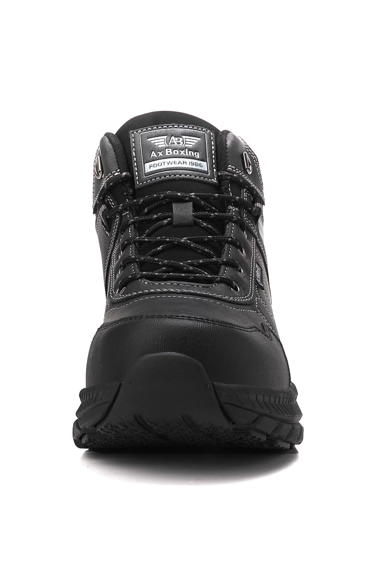 Ghete sport pentru Baieti, Model Axel, Piele Ecologica, Talpa inalta de Spuma, Imblanite,Usoare si Confortabile, Ax Boxing, Negru