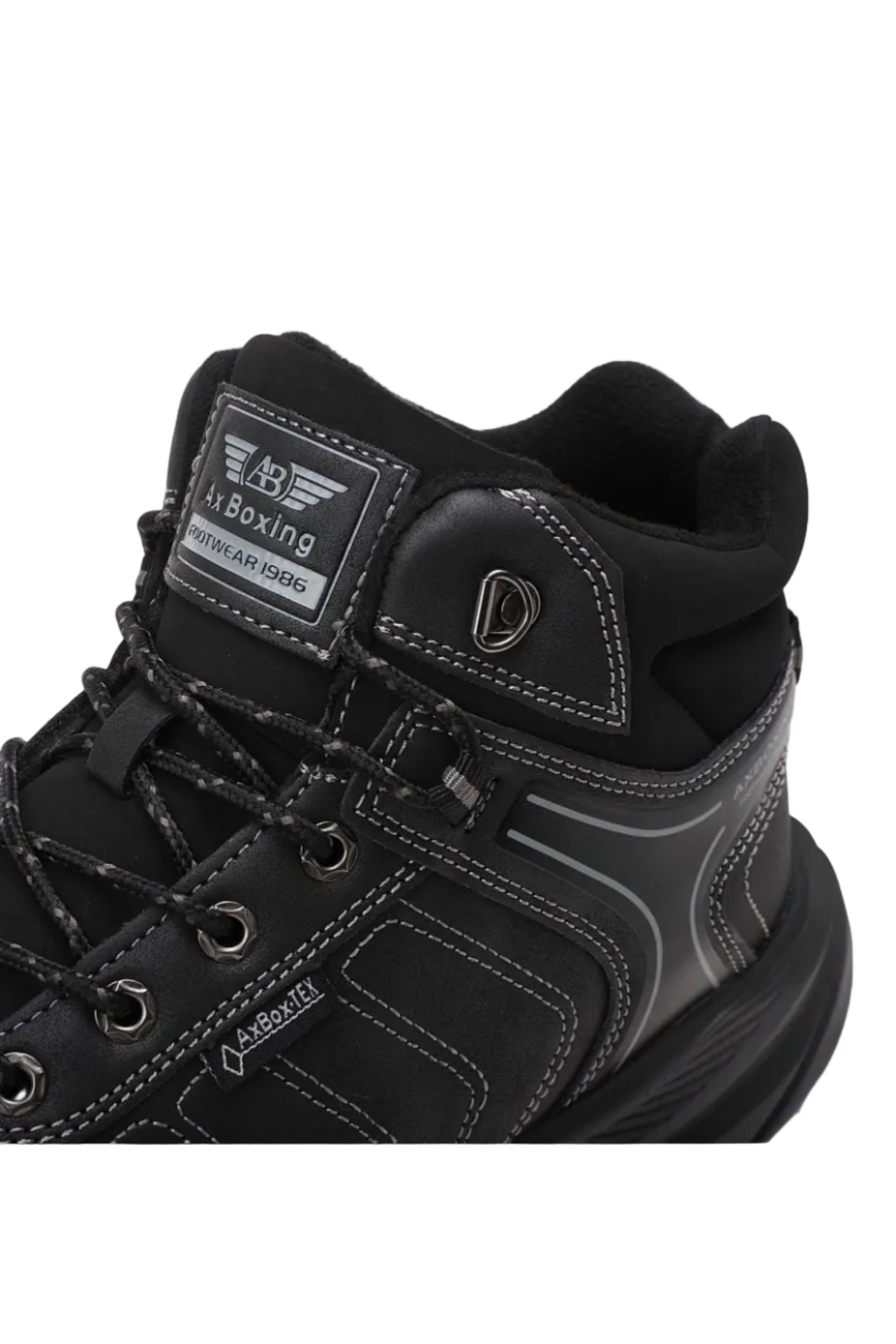 Ghete sport pentru Barbati, Model Fabian, Piele Ecologica, Talpa inalta de Spuma, Imblanite, Usoare si Confortabile, Ax Boxing, Negru