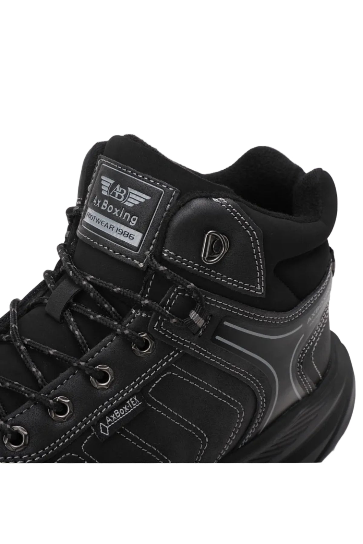 Ghete sport pentru Baieti, Model Axel, Piele Ecologica, Talpa inalta de Spuma, Imblanite,Usoare si Confortabile, Ax Boxing, Negru