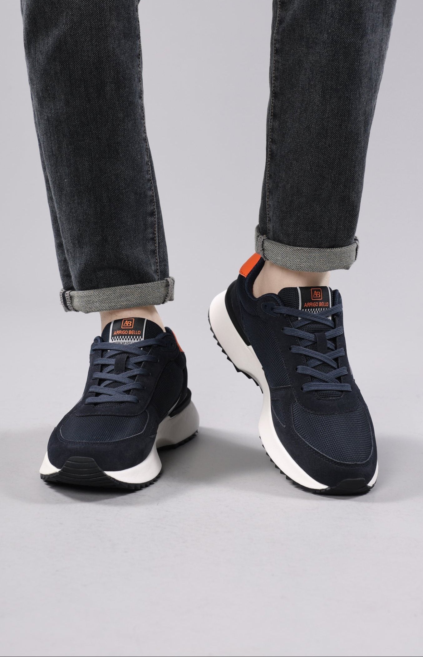 Adidasi casual pentru Barbati, Model Ziv, Realizati din Panza cu insertii piele ecologica, Talpa usoara, Arrigo Bello,Bleumarin