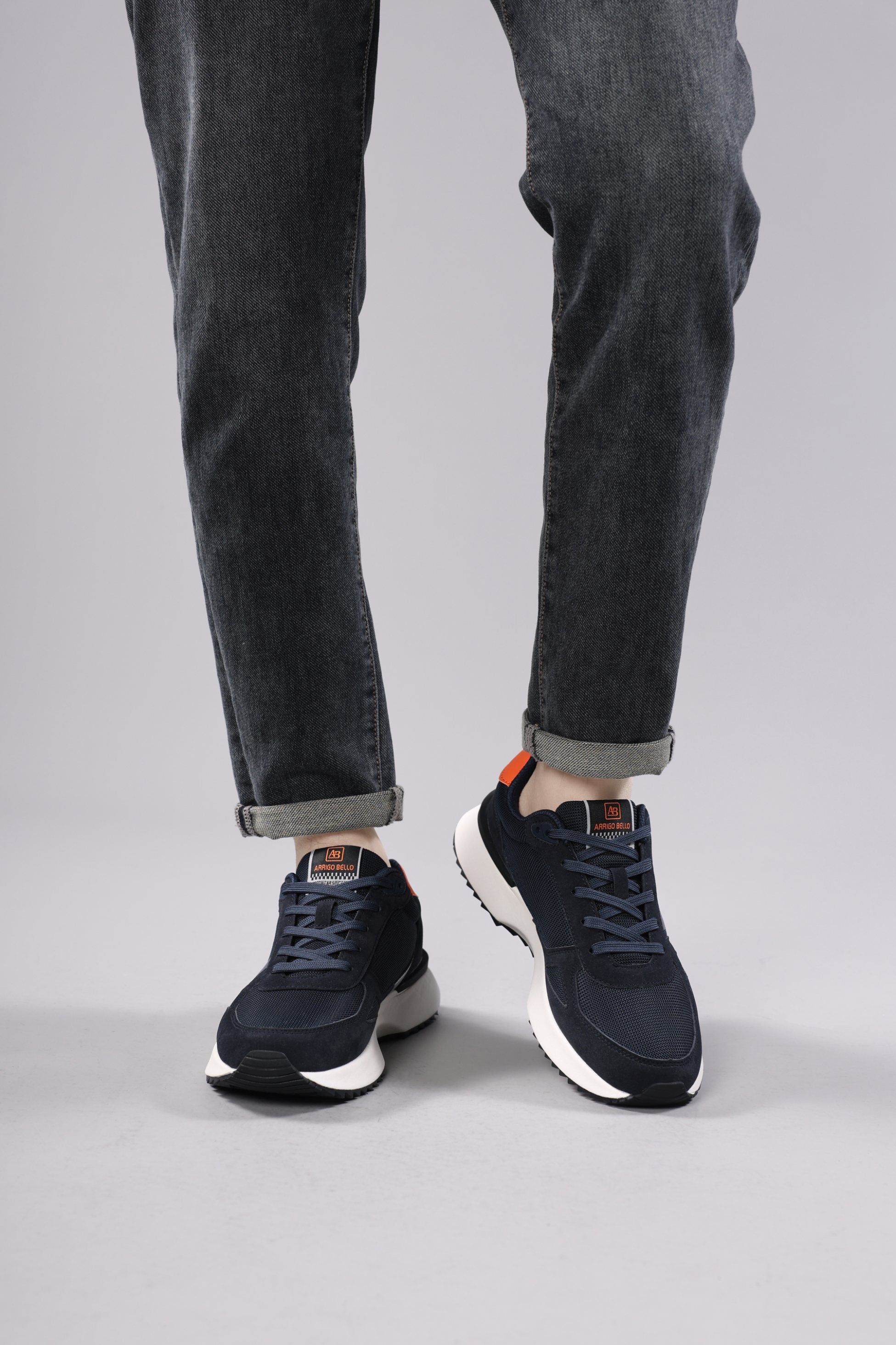 Adidasi casual pentru Barbati, Model Ziv, Realizati din Panza cu insertii piele ecologica, Talpa usoara, Arrigo Bello,Bleumarin