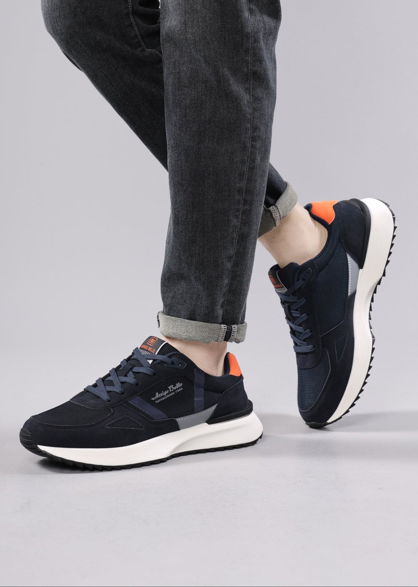 Adidasi casual pentru Barbati, Model Ziv, Realizati din Panza cu insertii piele ecologica, Talpa usoara, Arrigo Bello,Gri