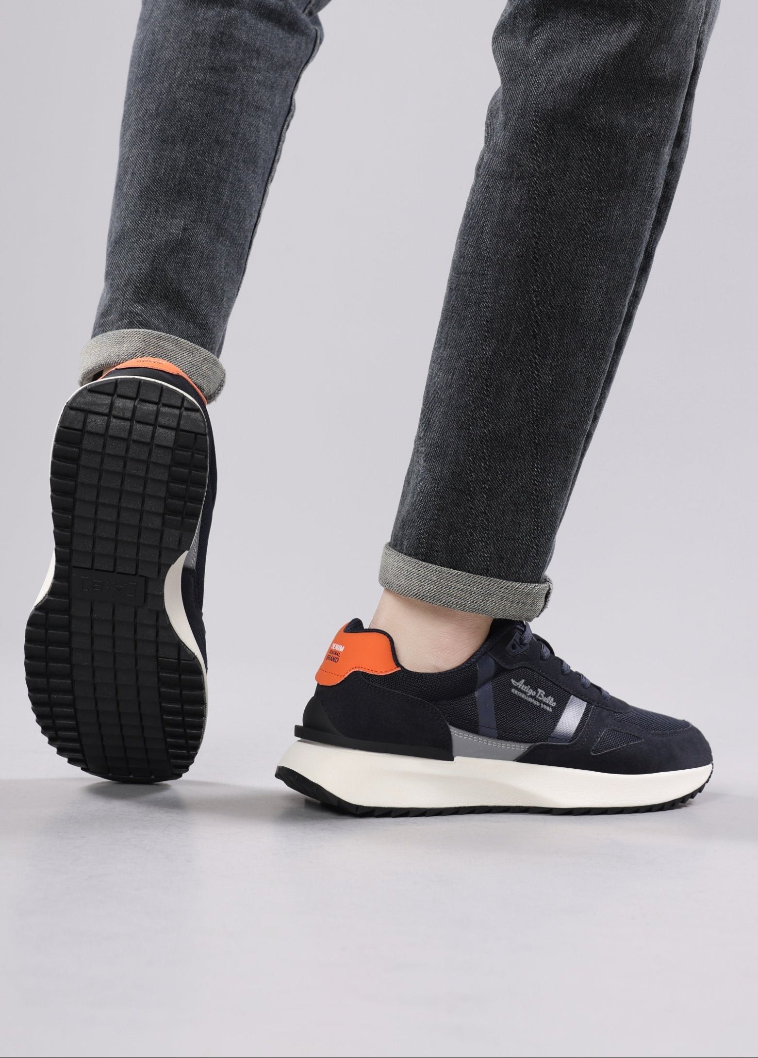 Adidasi casual pentru Barbati, Model Ziv, Realizati din Panza cu insertii piele ecologica, Talpa usoara, Arrigo Bello,Bleumarin
