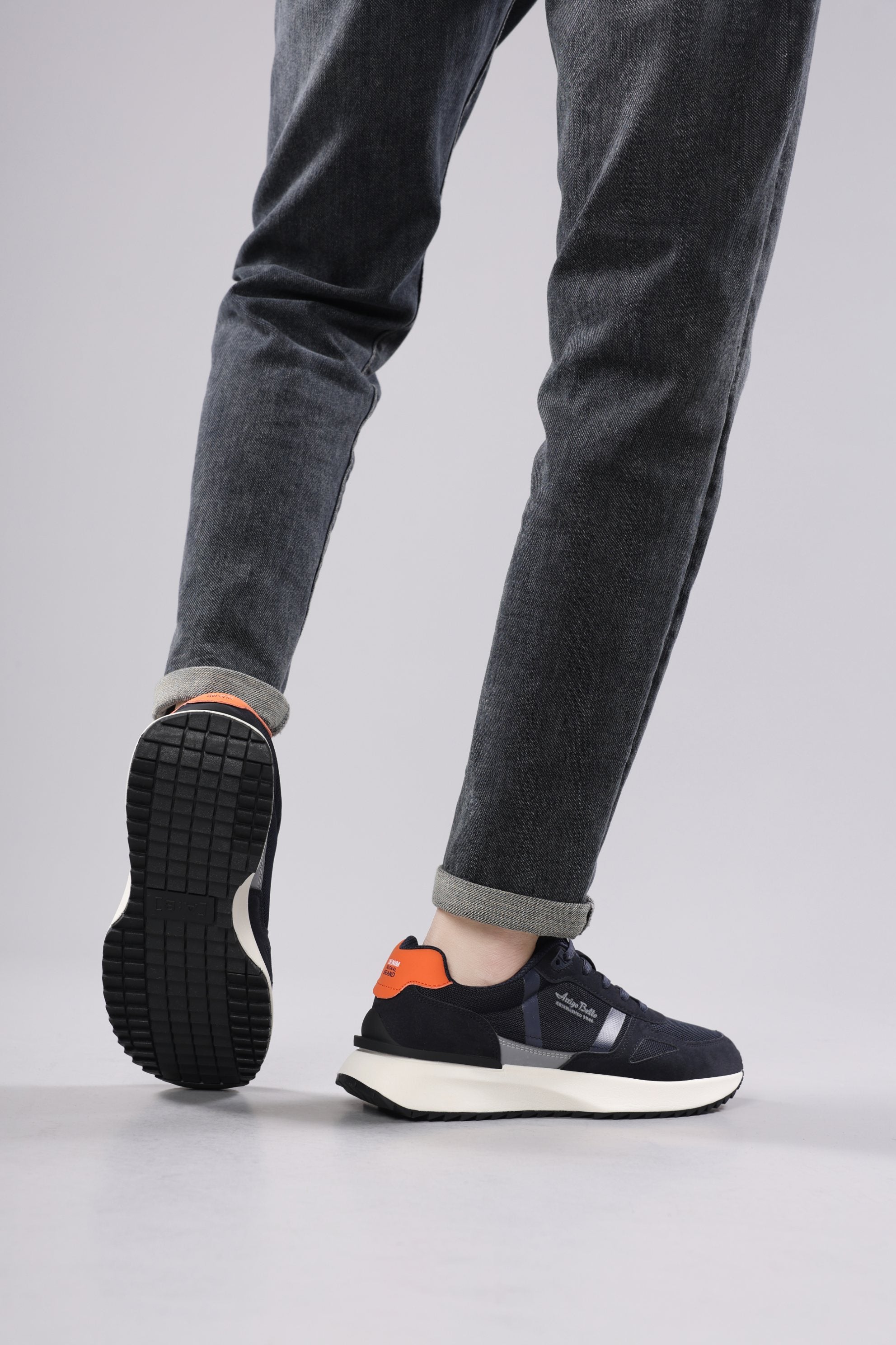 Adidasi casual pentru Barbati, Model Ziv, Realizati din Panza cu insertii piele ecologica, Talpa usoara, Arrigo Bello,Bleumarin