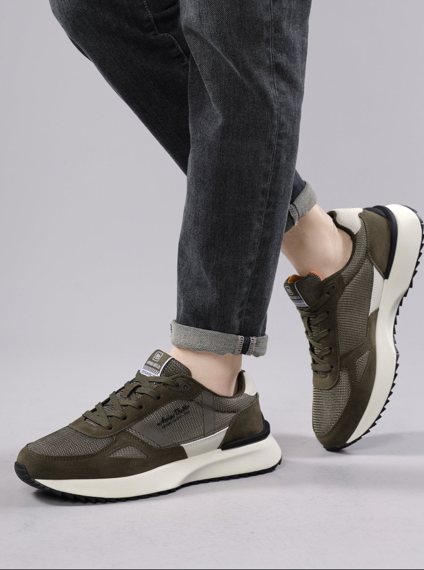 Adidasi casual pentru Barbati, Model Ziv, Realizati din Panza cu insertii piele ecologica, Talpa usoara, Arrigo Bello,Gri