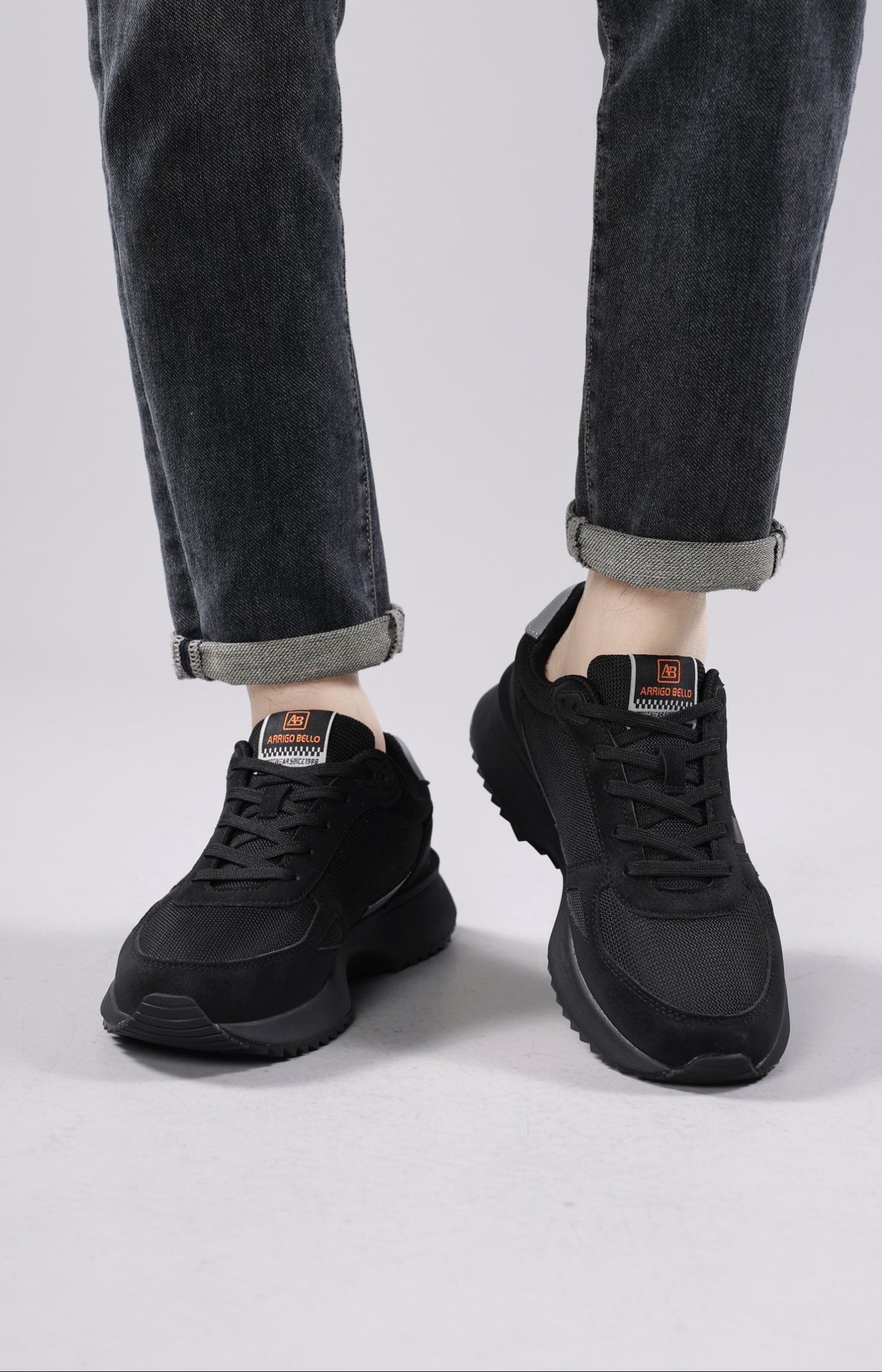 Adidasi casual pentru Barbati, Model Ziv, Realizati din Panza cu insertii piele ecologica, Talpa usoara, Arrigo Bello,Negru