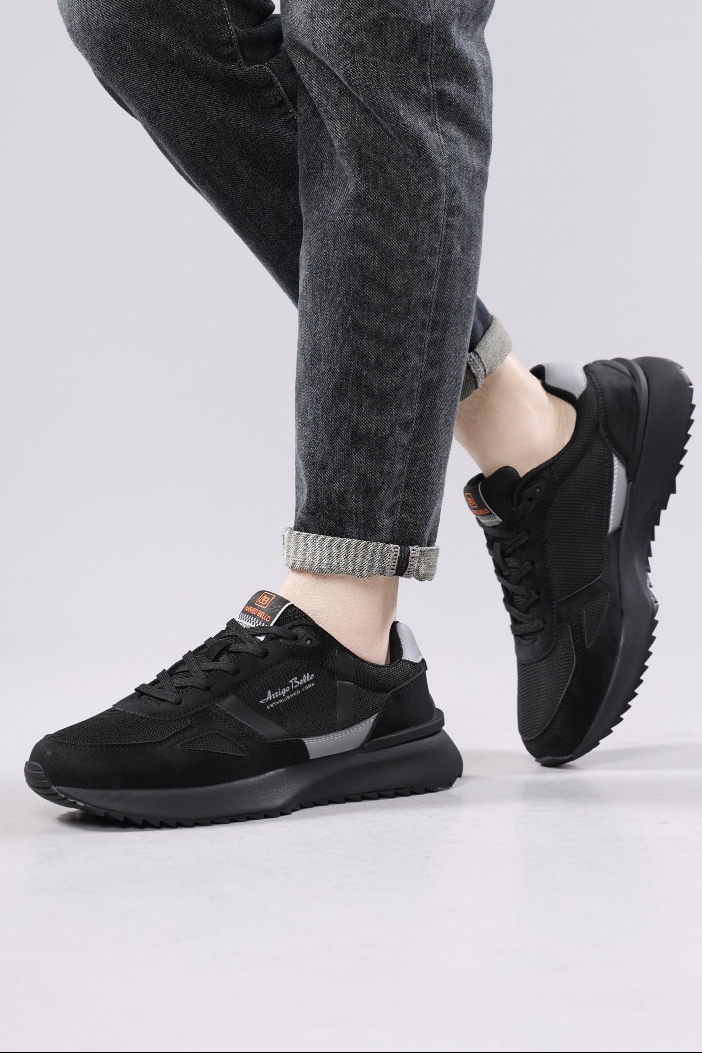 Adidasi casual pentru Barbati, Model Ziv, Realizati din Panza cu insertii piele ecologica, Talpa usoara, Arrigo Bello,Gri