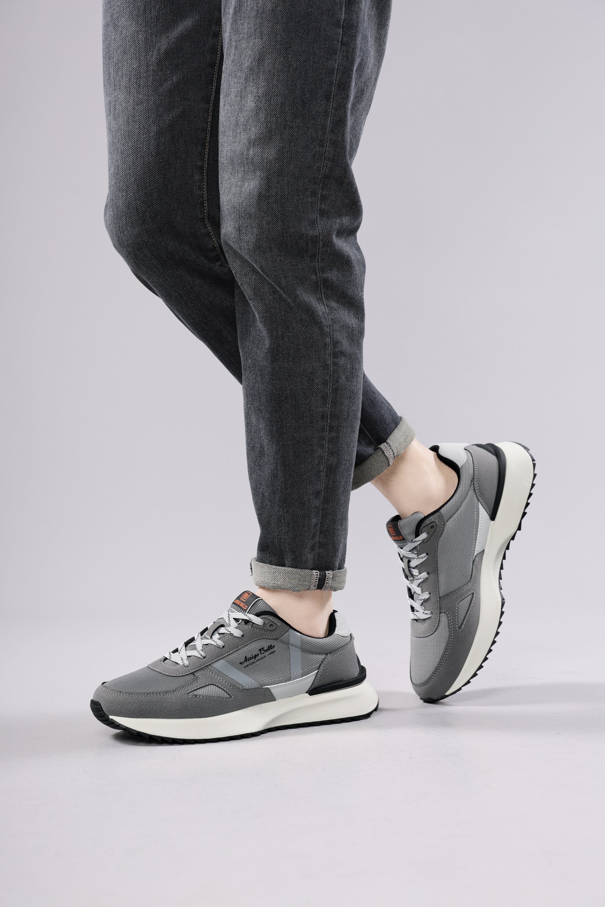 Pantofi casual pentru Barbati, Model Ziv, Realizati din Panza cu insertii piele ecologica, Talpa usoara, Arrigo Bello,Gri