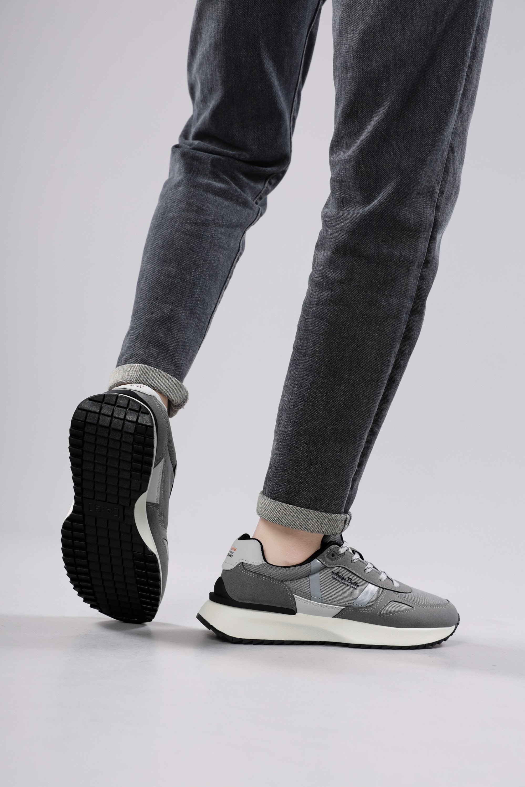 Pantofi casual pentru Barbati, Model Ziv, Realizati din Panza cu insertii piele ecologica, Talpa usoara, Arrigo Bello,Gri