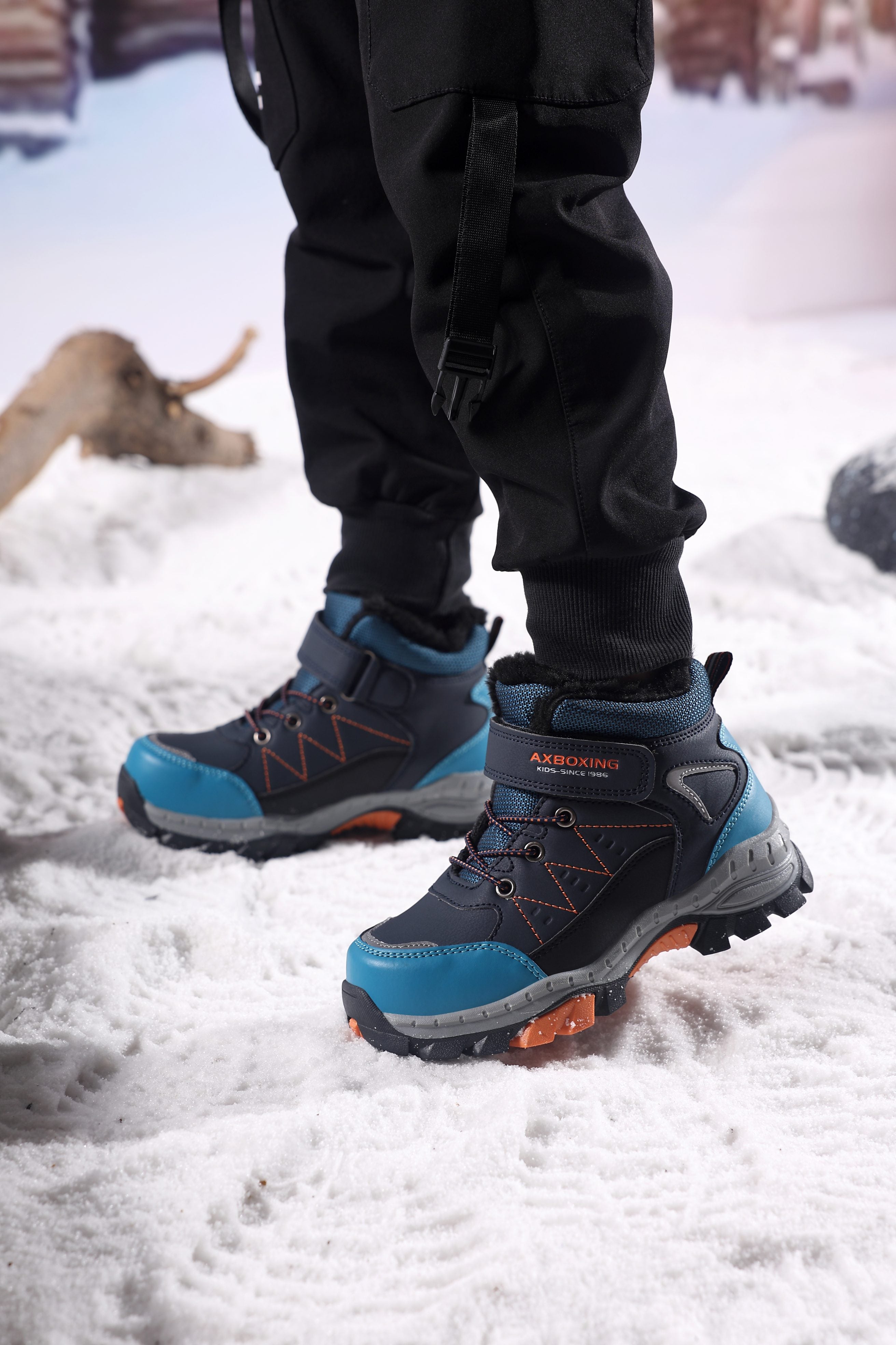 Bocanci imblaniti Rasen pentru Baieti, Piele Ecologica, SIret elastic si Arici, Talpa Antiderapanta, Ax Boxing