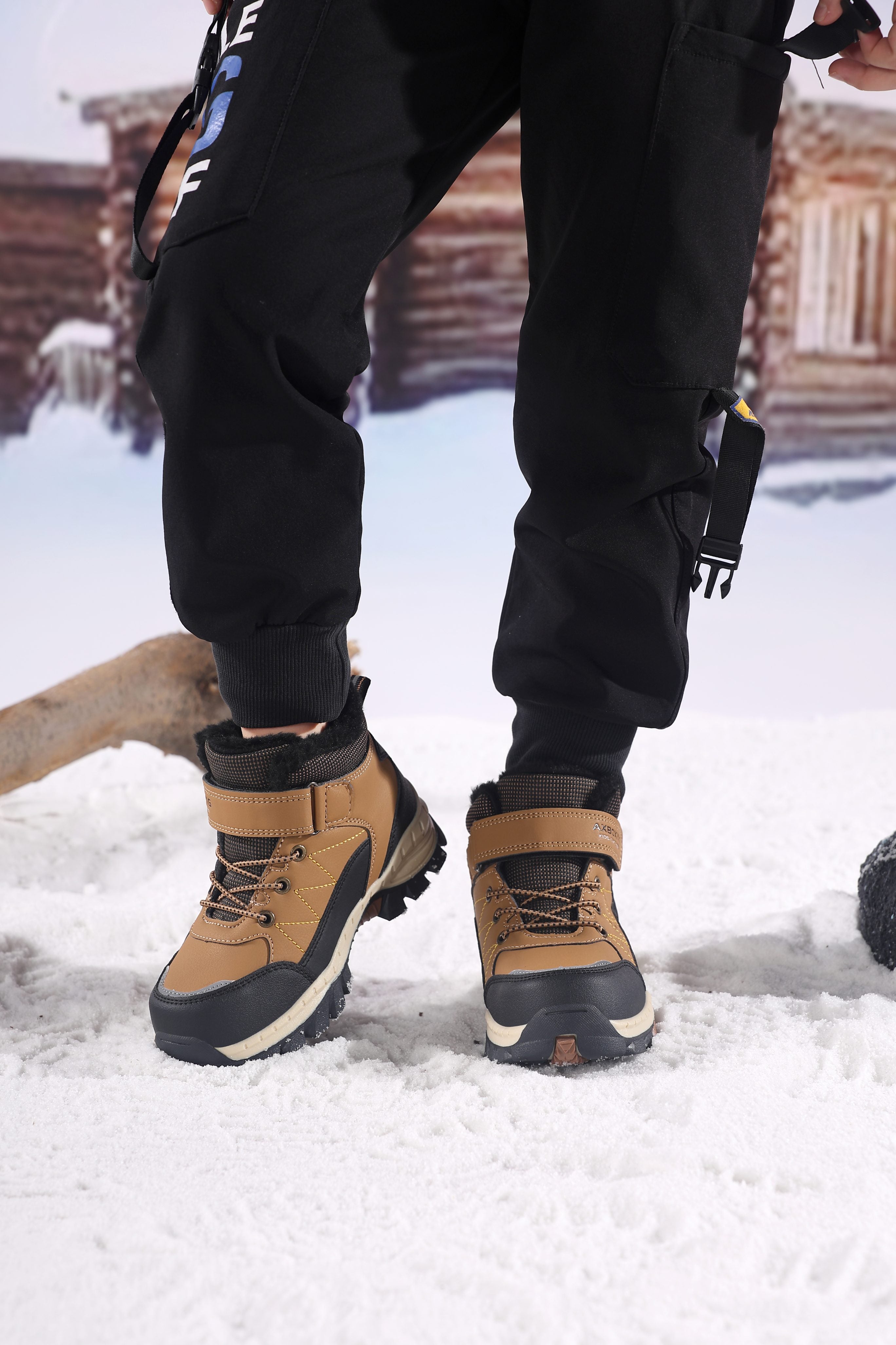 Ghete Imblanite Baieti, Model Rasen, Piele Ecologica, SIret elastic si Arici, Talpa Antiderapanta, Ax Boxing, Camel