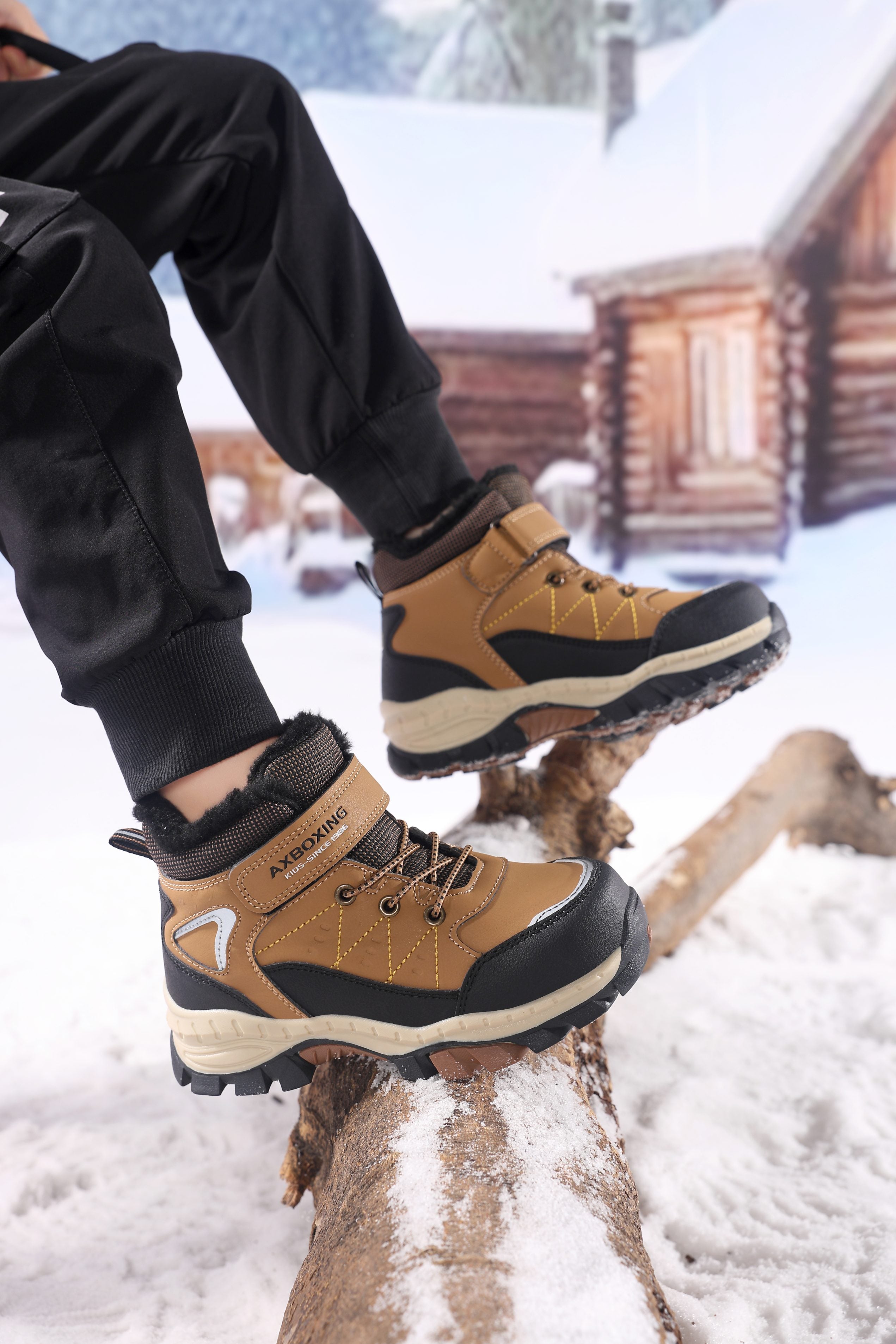 Bocanci imblaniti Rasen pentru Baieti, Piele Ecologica, SIret elastic si Arici, Talpa Antiderapanta, Ax Boxing