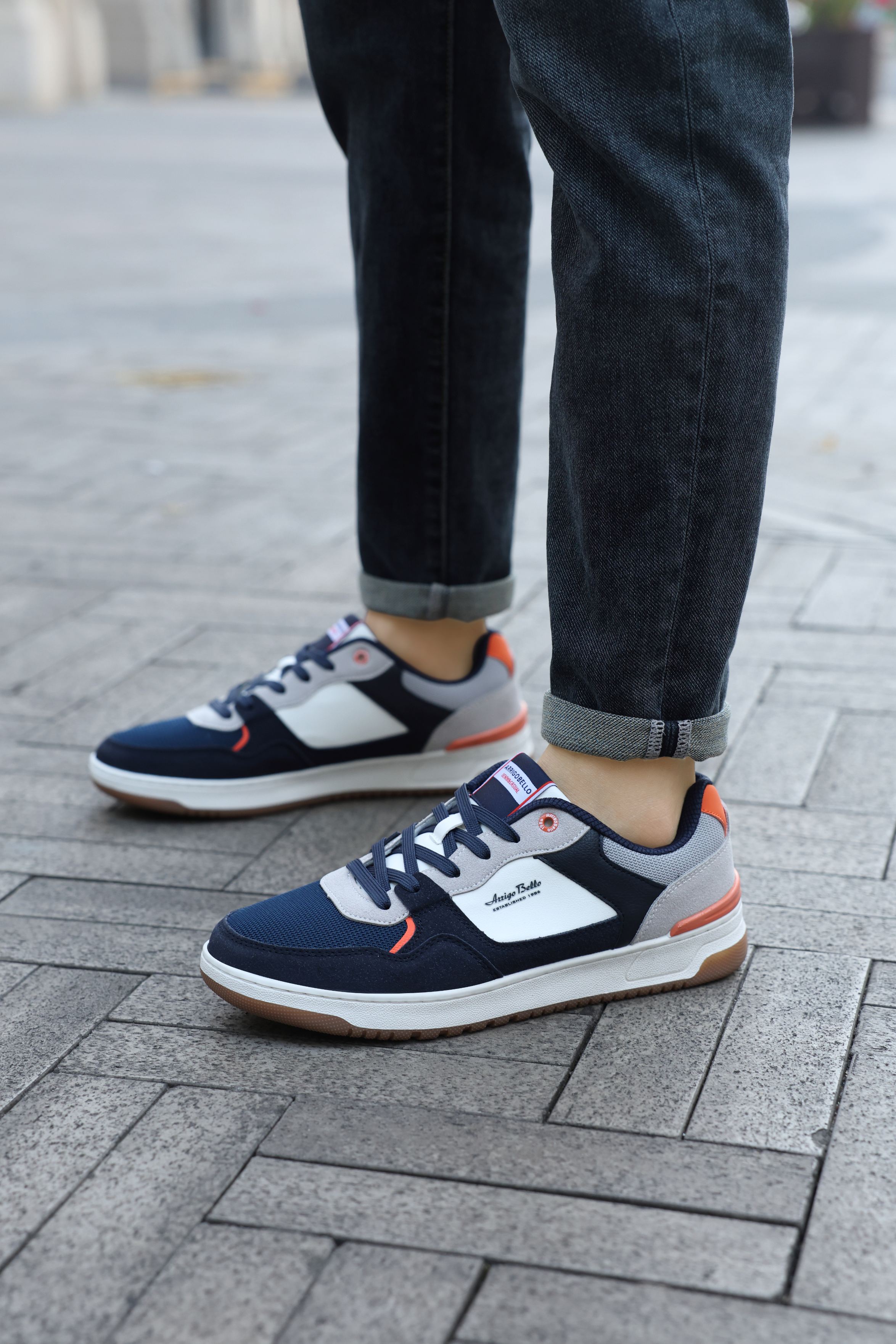 Adidasi casual pentru Barbati, Model Cruz, Talpa dreapta, cusuta, Textil, piele ecologica si panza, Arrigo Bello,Bleumarin