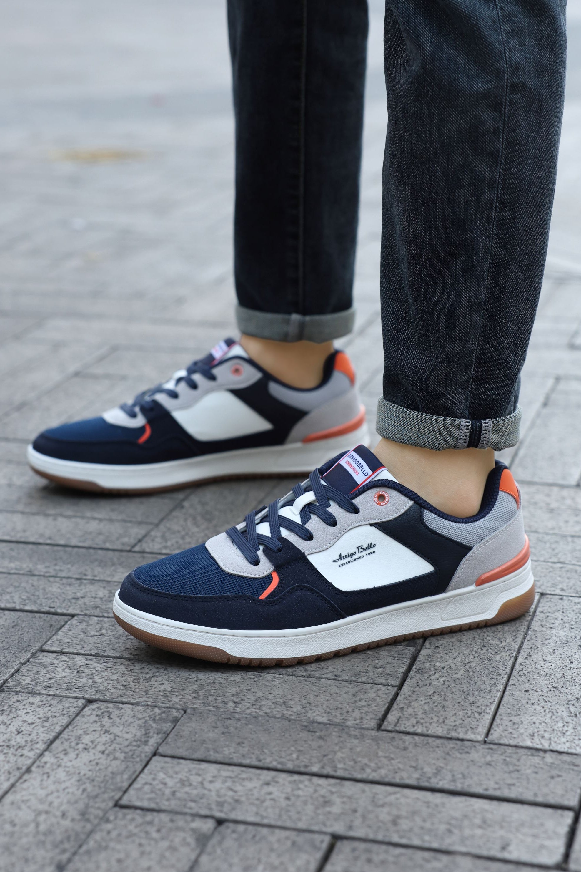 Adidasi casual pentru Barbati, Model Cruz, Talpa dreapta, cusuta, Textil, piele ecologica si panza, Arrigo Bello,Bleumarin