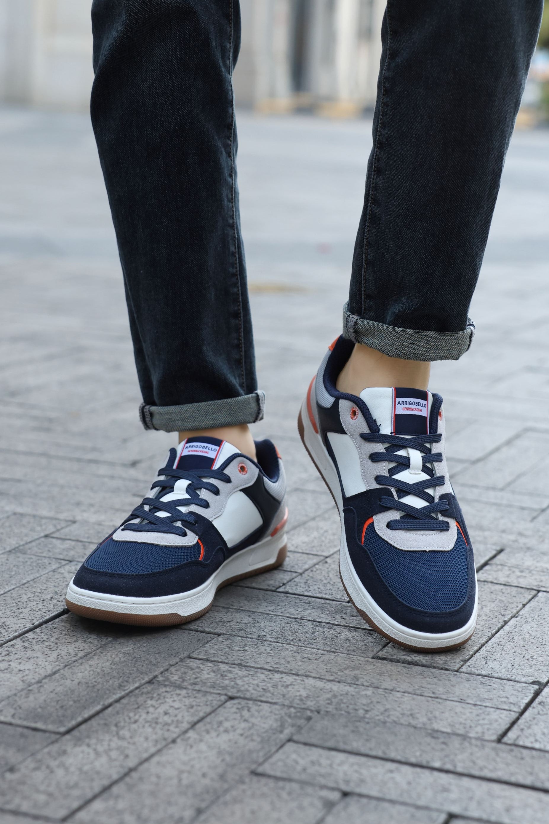 Adidasi casual pentru Barbati, Model Cruz, Talpa dreapta, cusuta, Textil, piele ecologica si panza, Arrigo Bello,Bleumarin