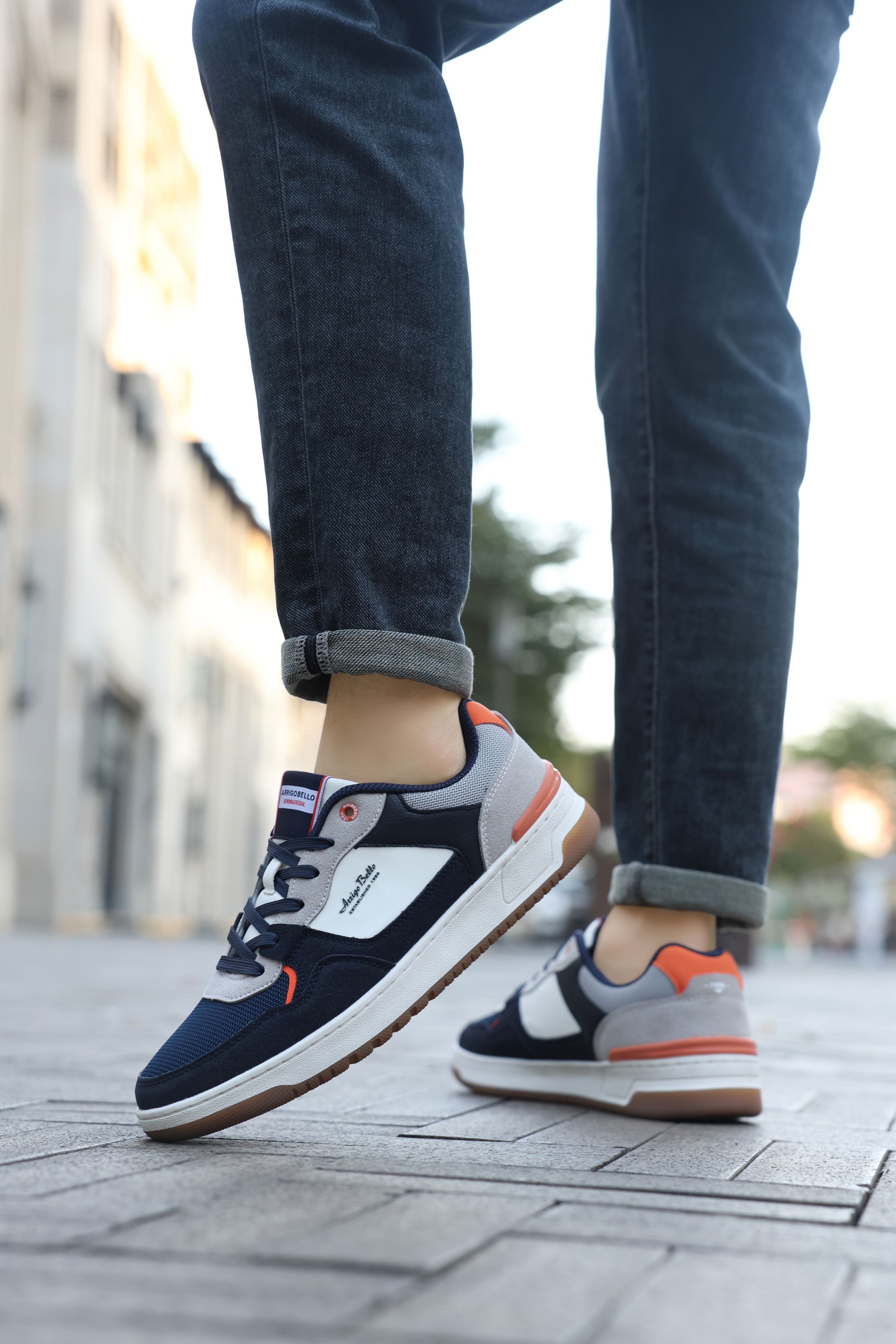 Adidasi casual pentru Barbati, Model Cruz, Talpa dreapta, cusuta, Textil, piele ecologica si panza, Arrigo Bello,Bleumarin