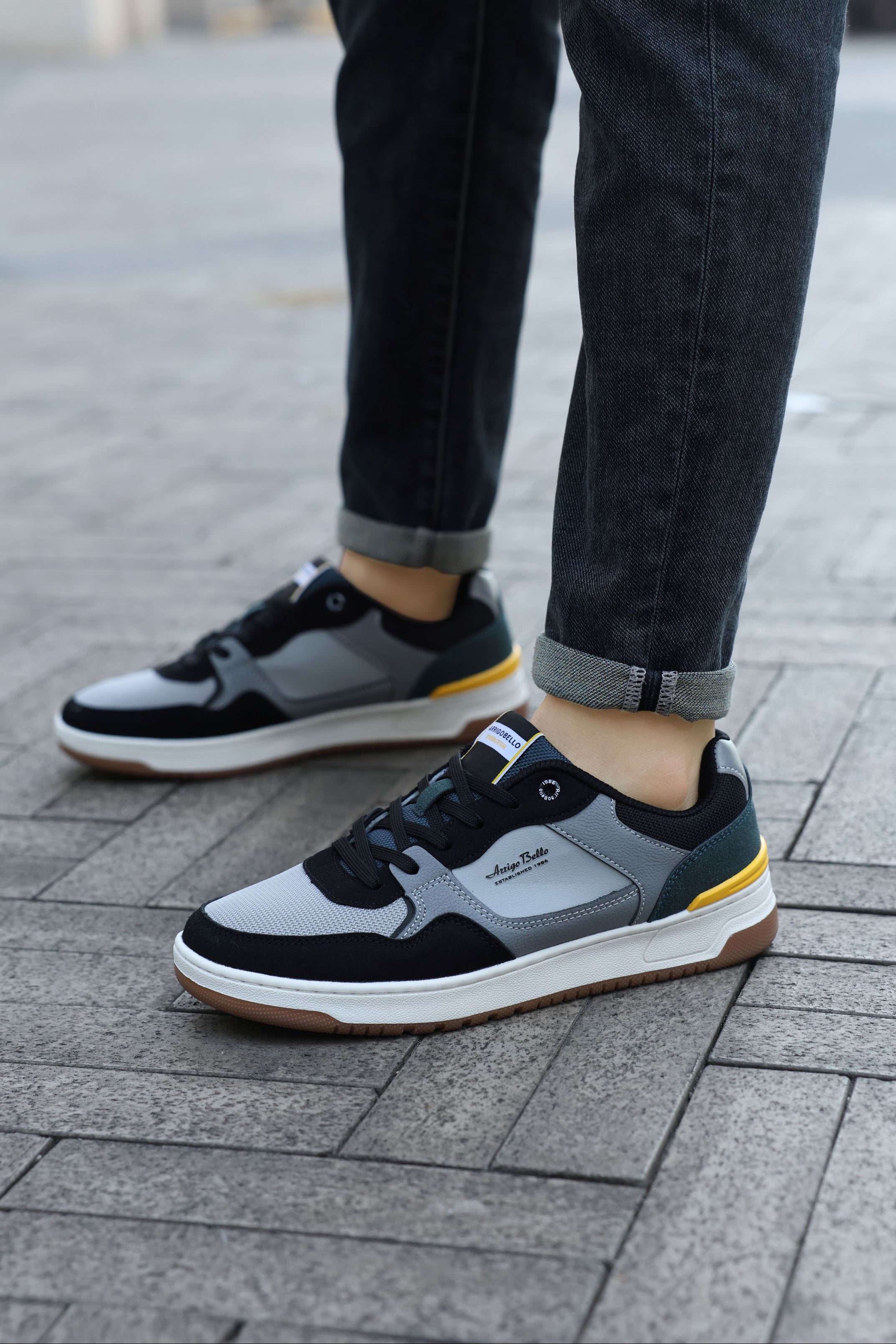 Adidasi casual pentru Barbati, Model Cruz, Talpa dreapta, cusuta, Textil, piele ecologica si panza, Arrigo Bello,Negru