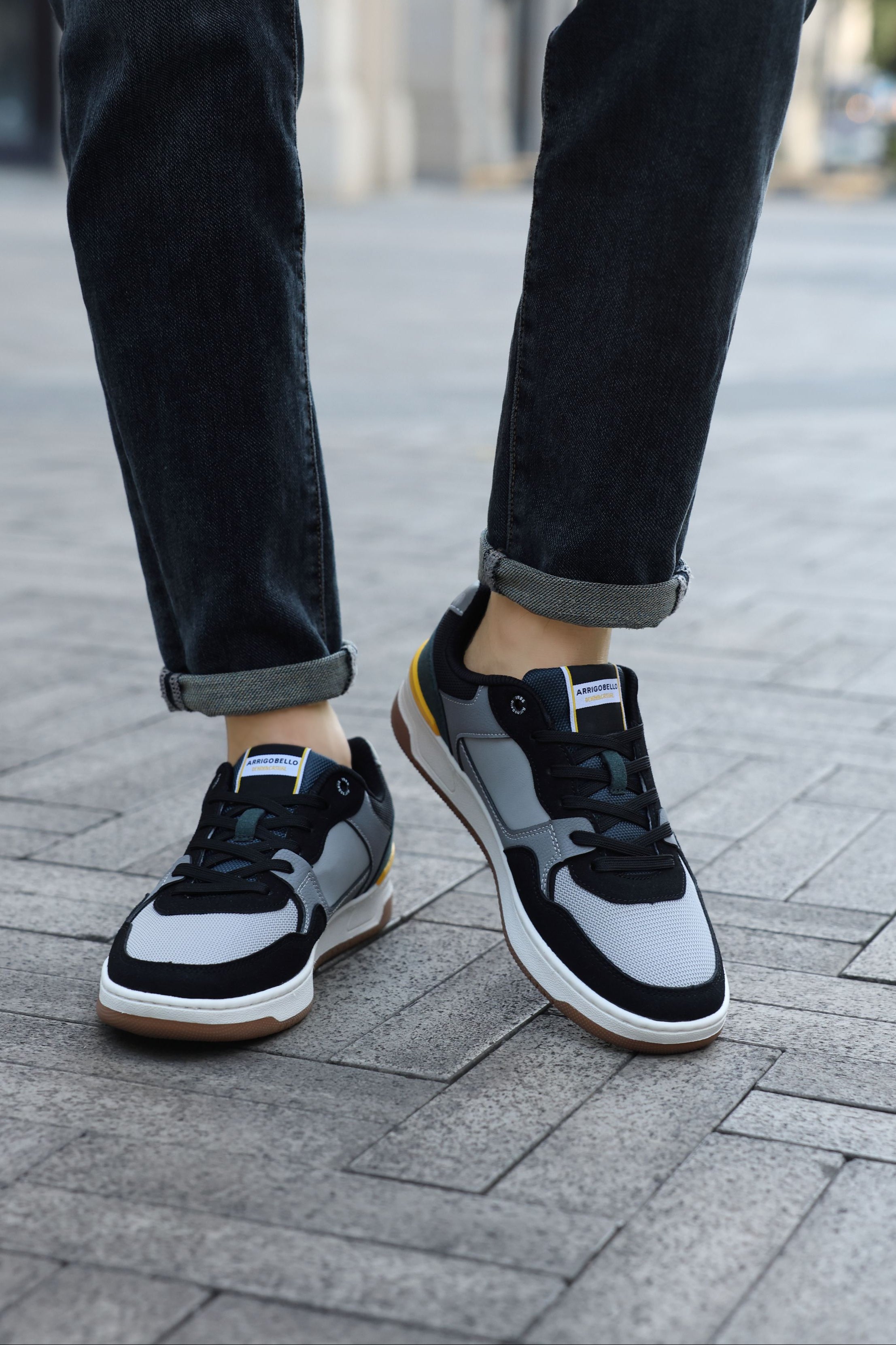 Adidasi casual pentru Barbati, Model Cruz, Talpa dreapta, cusuta, Textil, piele ecologica si panza, Arrigo Bello,Negru