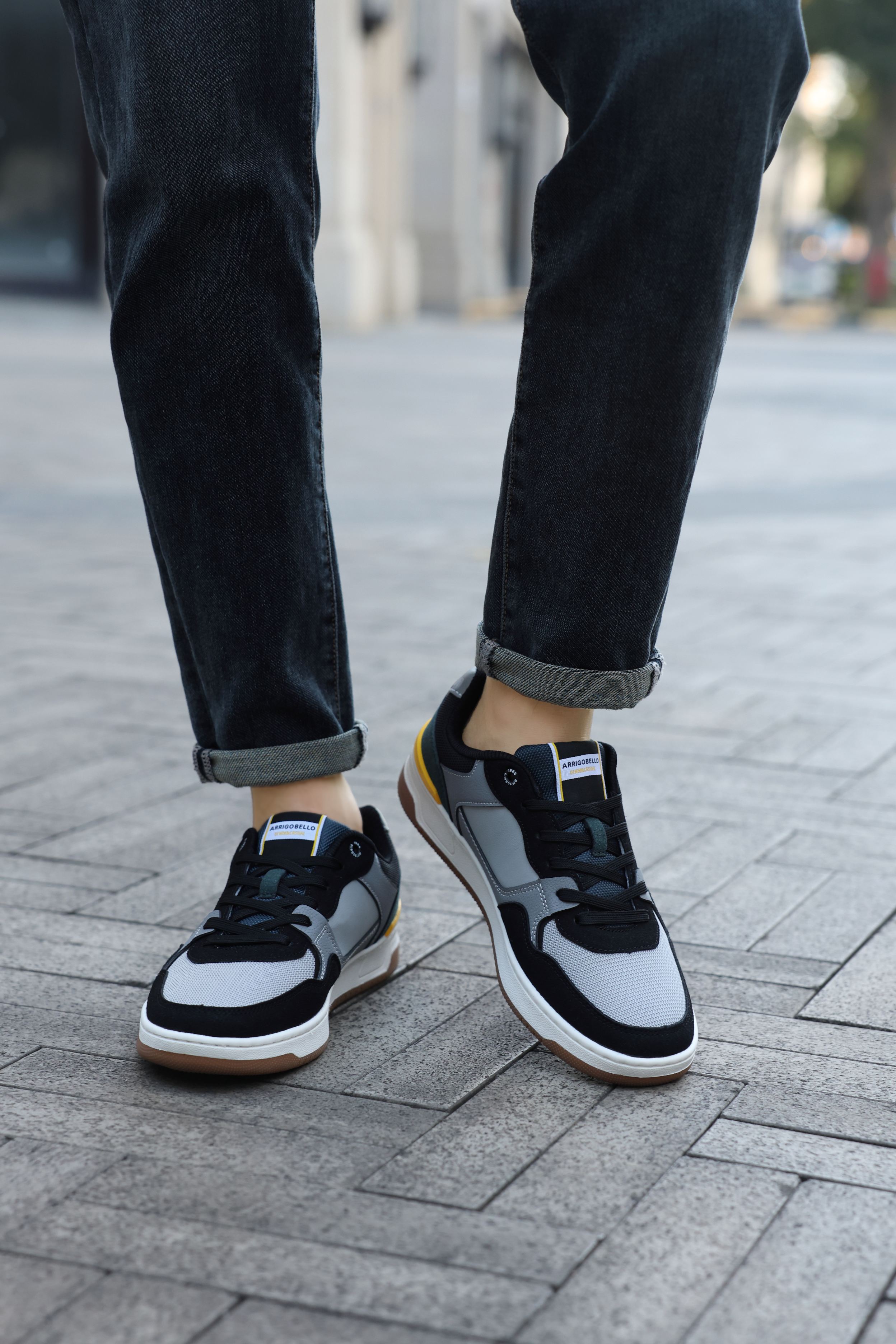 Adidasi casual pentru Barbati, Model Cruz, Talpa dreapta, cusuta, Textil, piele ecologica si panza, Arrigo Bello,Negru