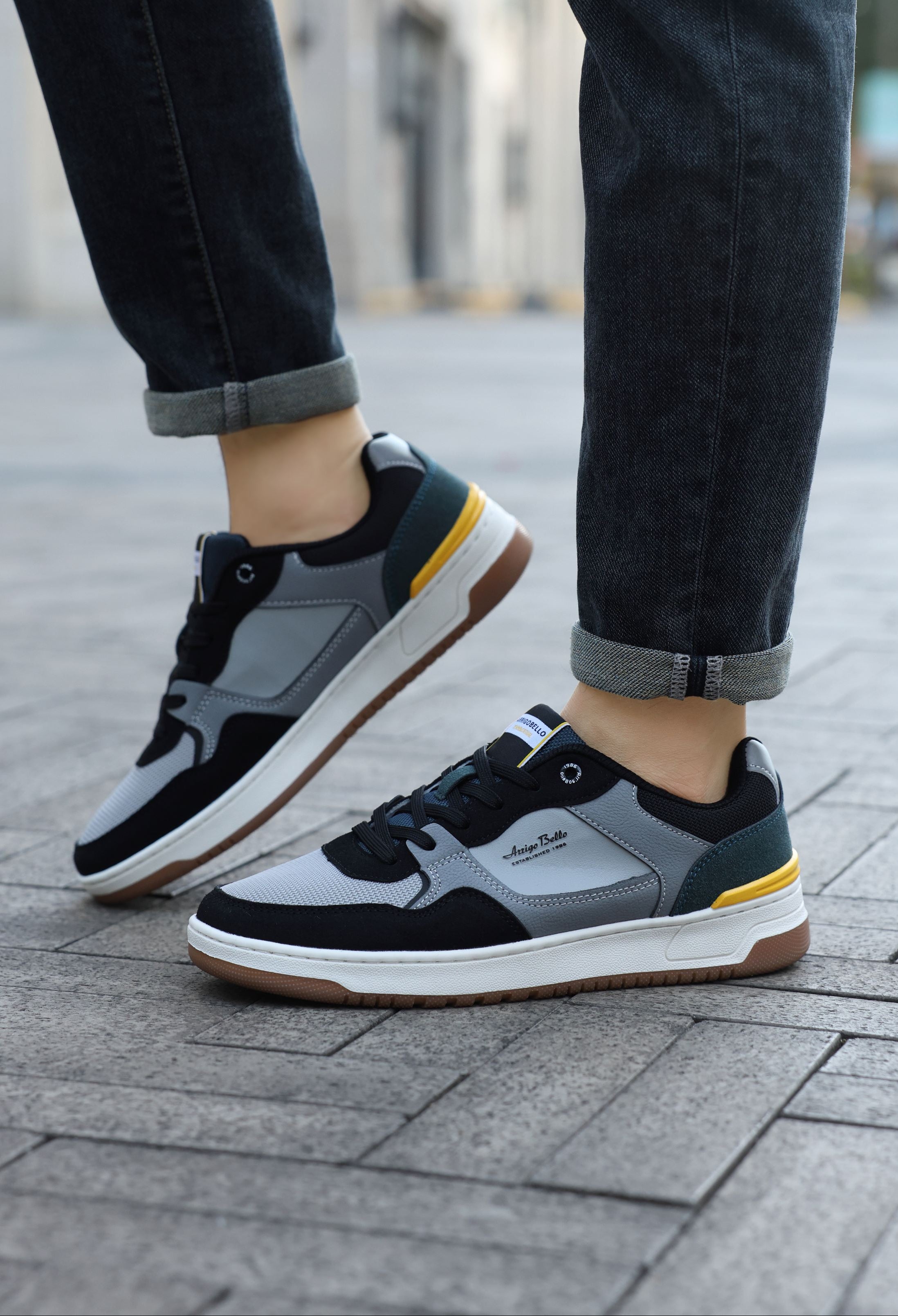 Adidasi casual pentru Barbati, Model Cruz, Talpa dreapta, cusuta, Textil, piele ecologica si panza, Arrigo Bello,Alb