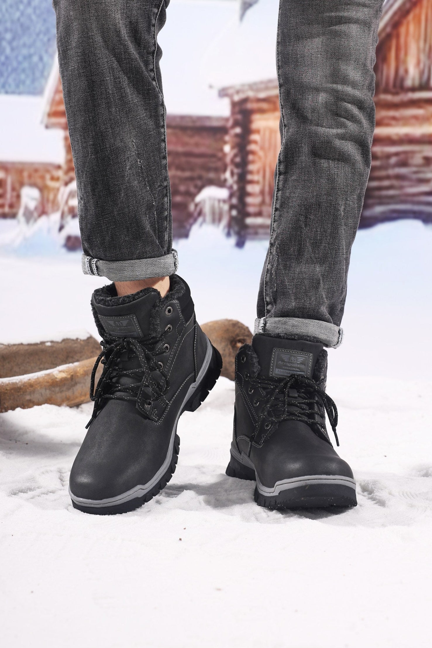 Ghete pentru Barbati, Model Pascal, Talpa Cusuta si Antiderapanta, Imblanite, Piele ecologica Premium, Arrigo Bello, Negru