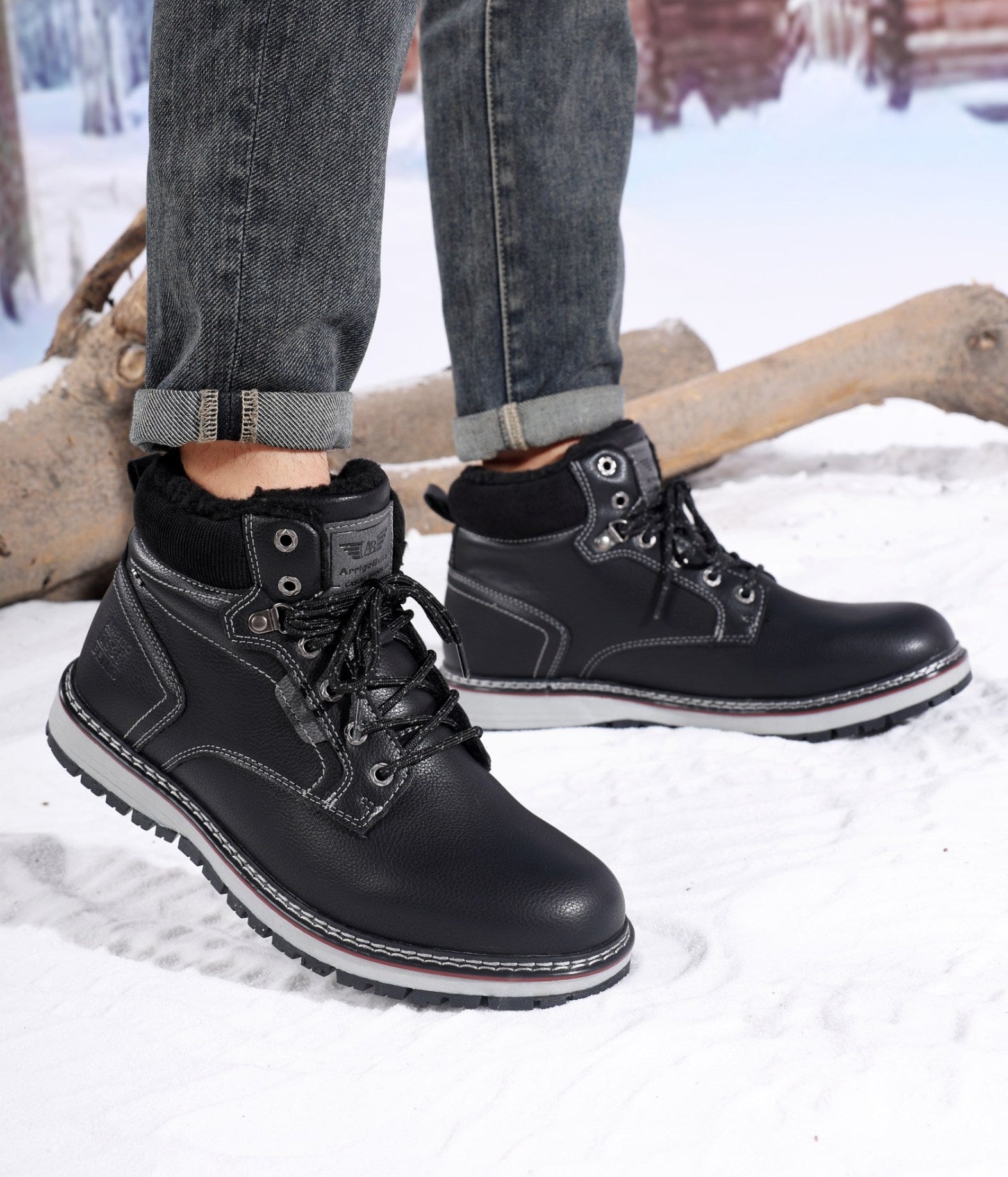 Ghete casual-elegante pentru Barbati, Model Stefan,Imblanite, Piele ecologica Premium,Talpa Cusuta si Antiderapanta, Arrigo Bello, Negru