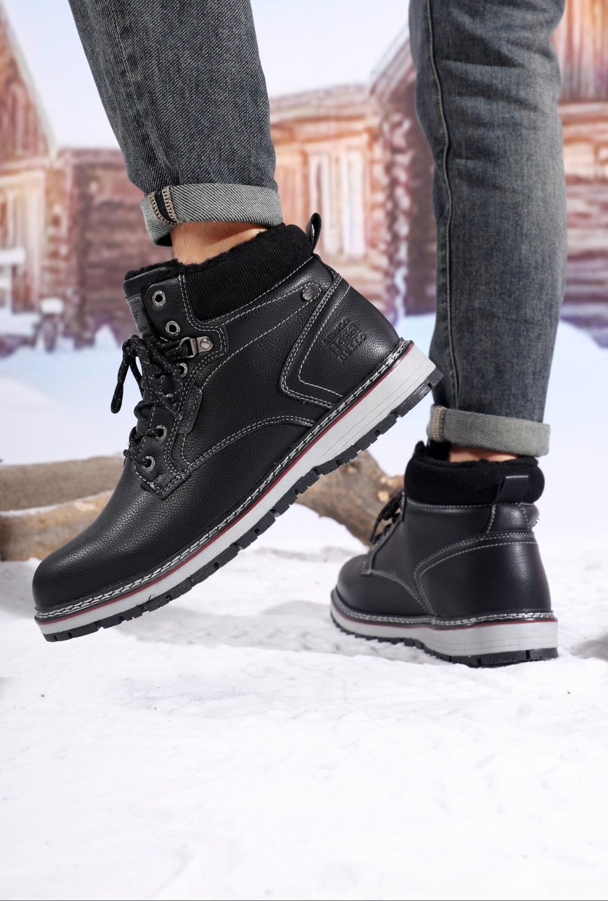 Ghete casual-elegante pentru Barbati, Model Stefan,Imblanite, Piele ecologica Premium,Talpa Cusuta si Antiderapanta, Arrigo Bello, Negru