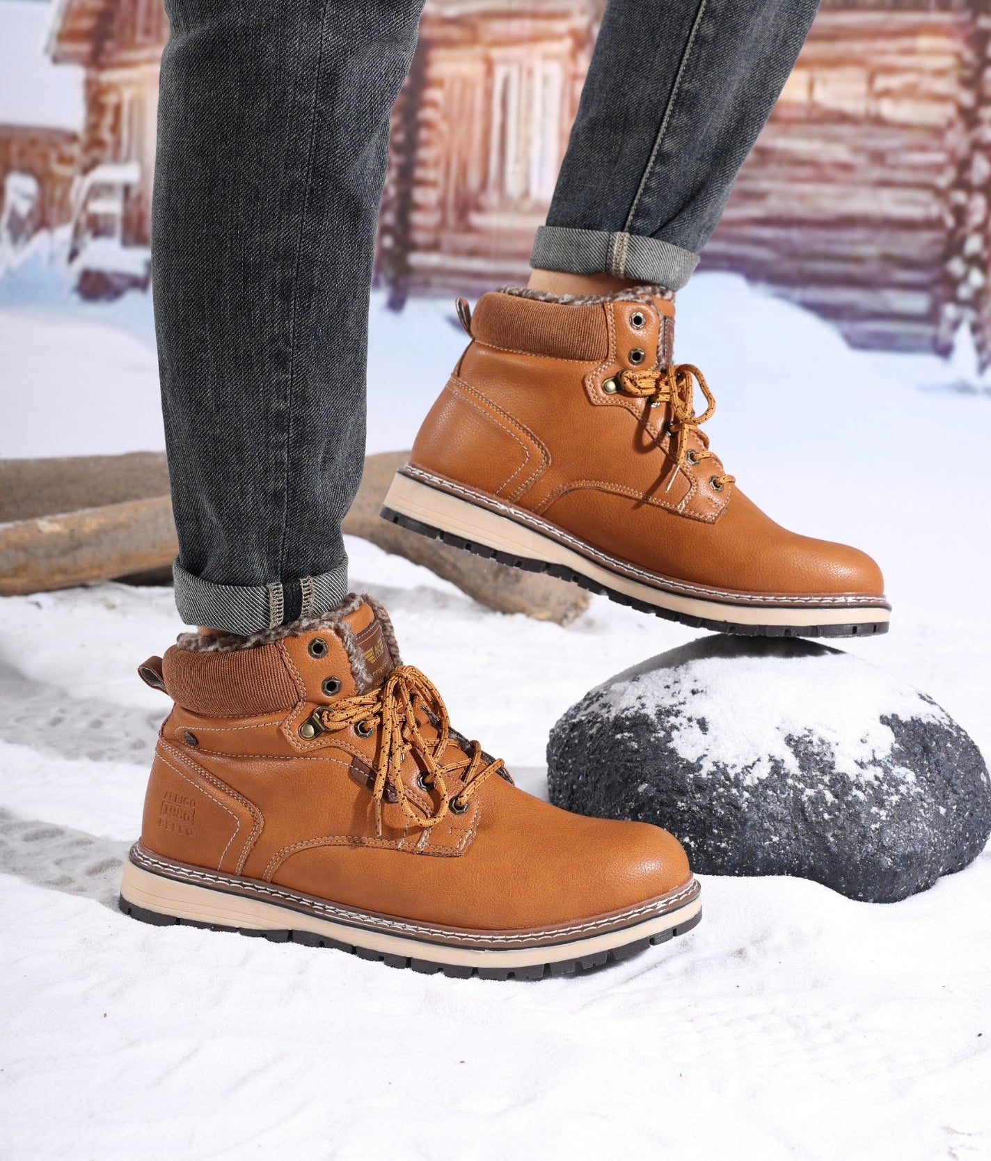 Ghete casual-elegante pentru Barbati, Model Stefan,Imblanite, Piele ecologica Premium,Talpa Cusuta si Antiderapanta, Arrigo Bello, Camel