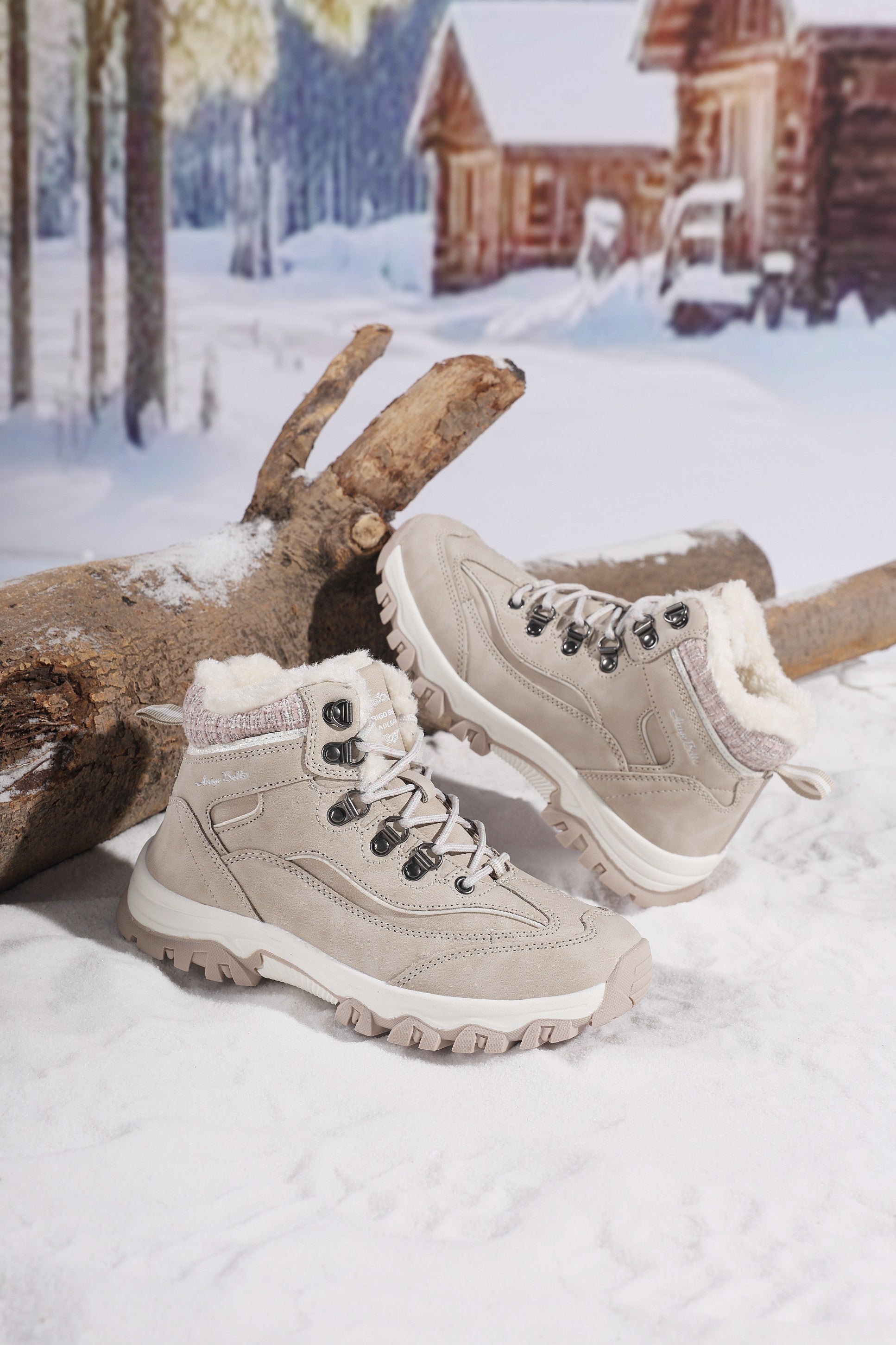 Ghete Oni pentru Dama, Imblanite, Piele ecologica, Talpa Antiderapanta, Confortabile si calduroase,Ax Boxing