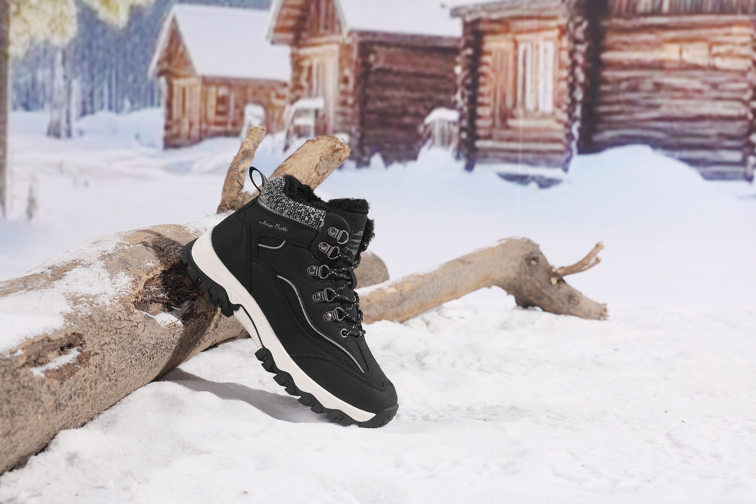 Ghete Oni pentru Dama, Imblanite, Piele ecologica, Talpa Antiderapanta, Confortabile si calduroase,Ax Boxing