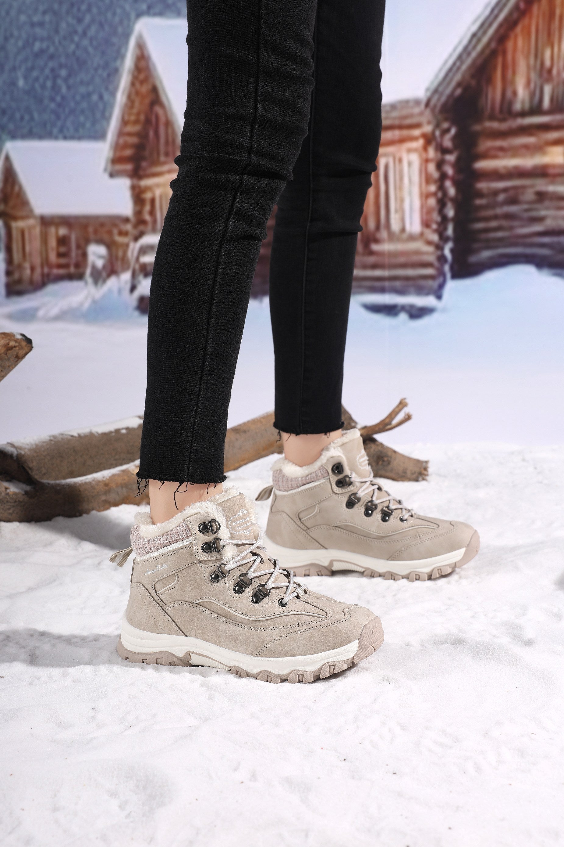 Ghete Oni pentru Dama, Imblanite, Piele ecologica, Talpa Antiderapanta, Confortabile si calduroase,Ax Boxing