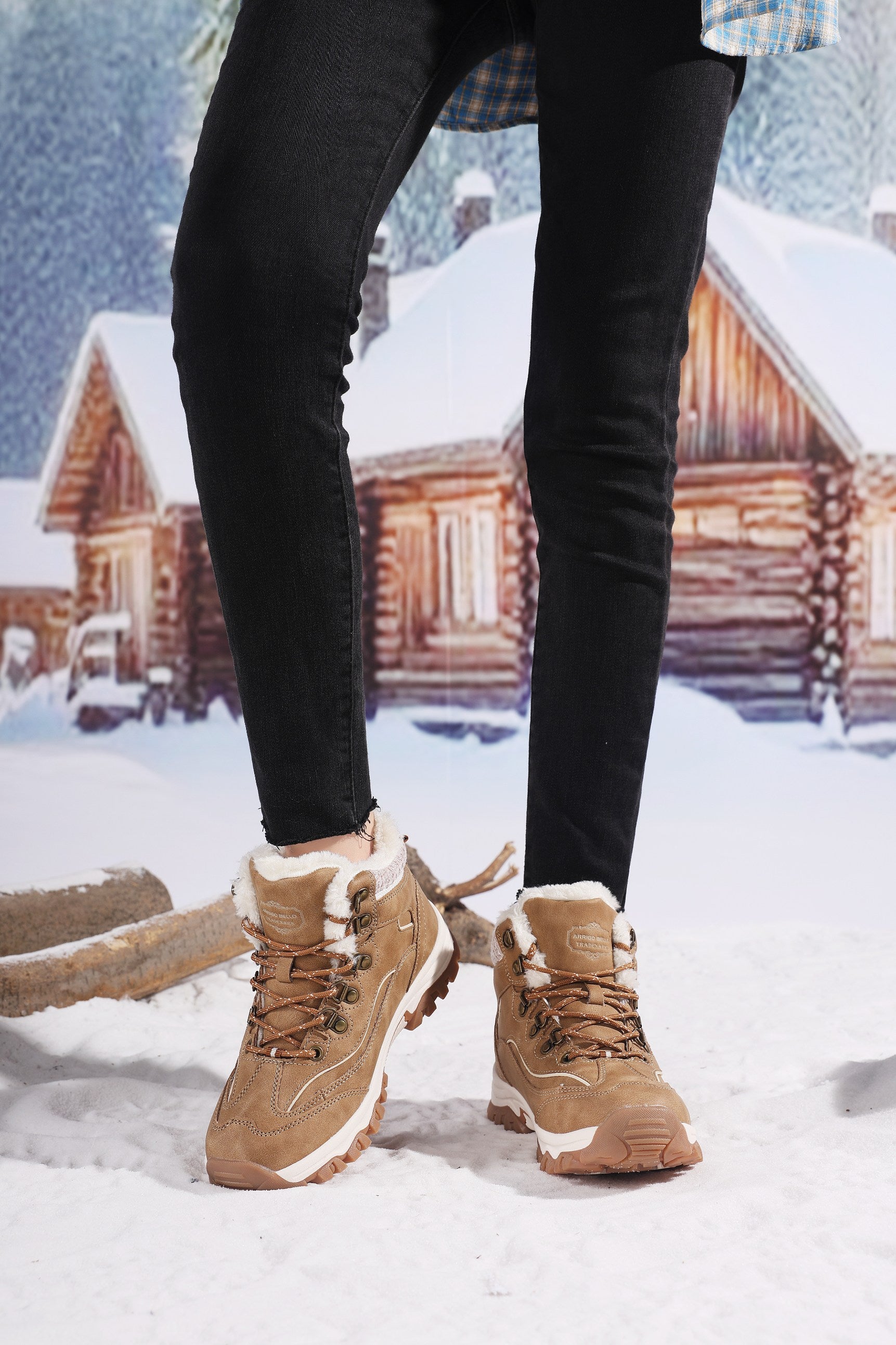 Ghete Oni pentru Dama, Imblanite, Piele ecologica, Talpa Antiderapanta, Confortabile si calduroase,Ax Boxing