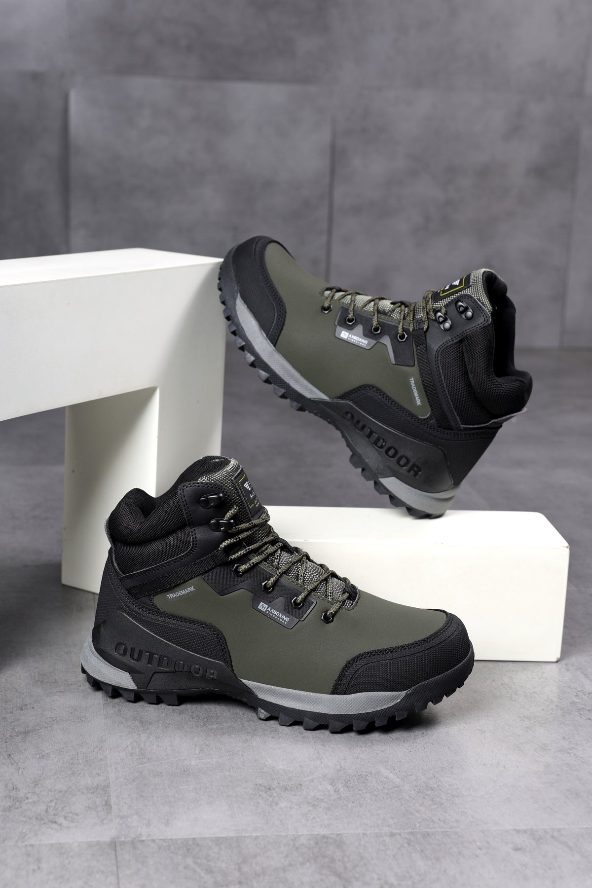 Ghete Imblănite pentru Barbati, Model Bruno, Outdoor, Piele ecologică, Siret, Talpă antiderapantă, Ax Boxing, Khaki