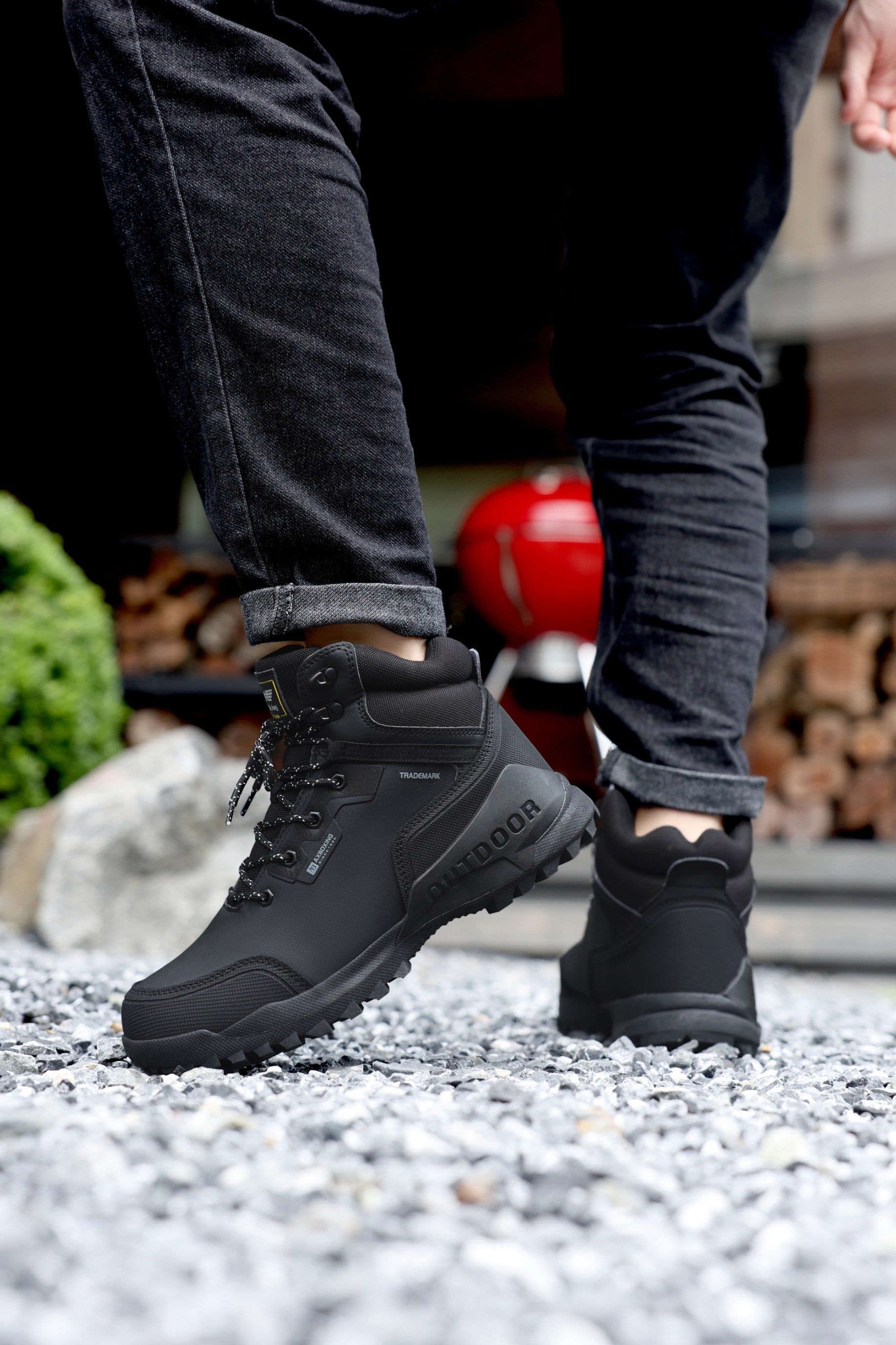 Ghete Bruno bărbați îmblănite outdoor din piele ecologică cu șiret și talpă antiderapantă, Ax Boxing