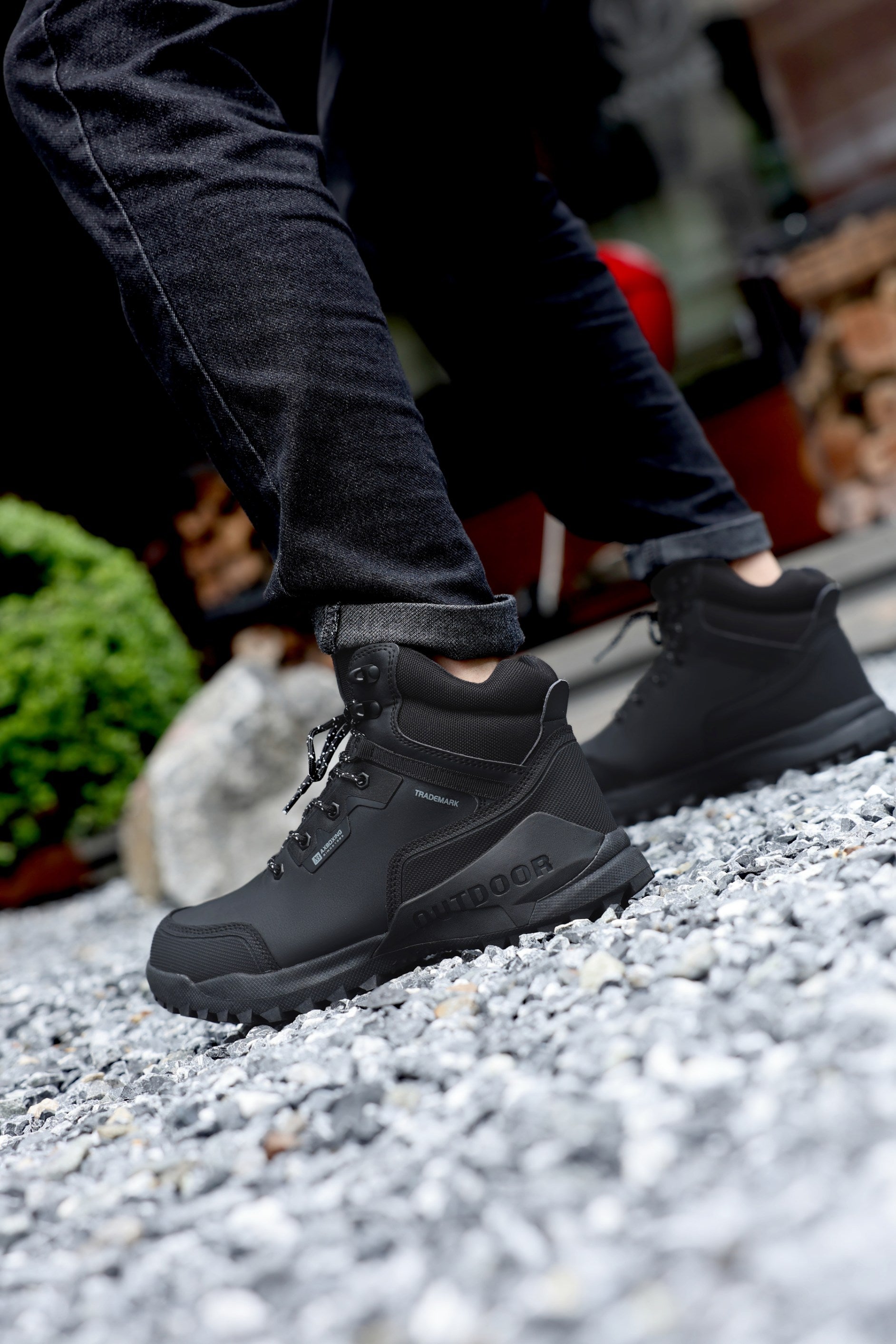 Ghete Bruno bărbați îmblănite outdoor din piele ecologică cu șiret și talpă antiderapantă, Ax Boxing