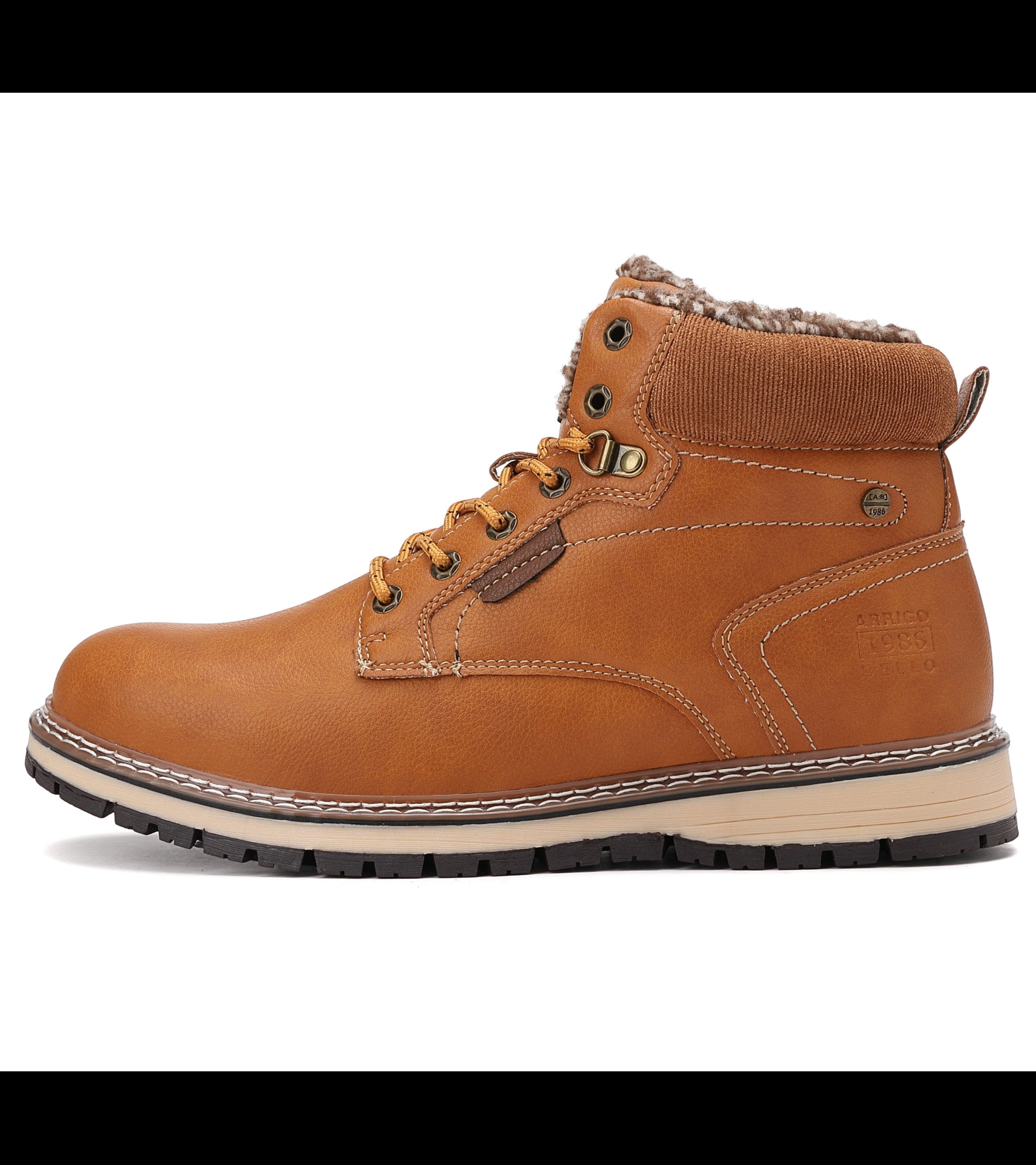 Ghete casual-elegante pentru Barbati, Model Stefan,Imblanite, Piele ecologica Premium,Talpa Cusuta si Antiderapanta, Arrigo Bello, Camel