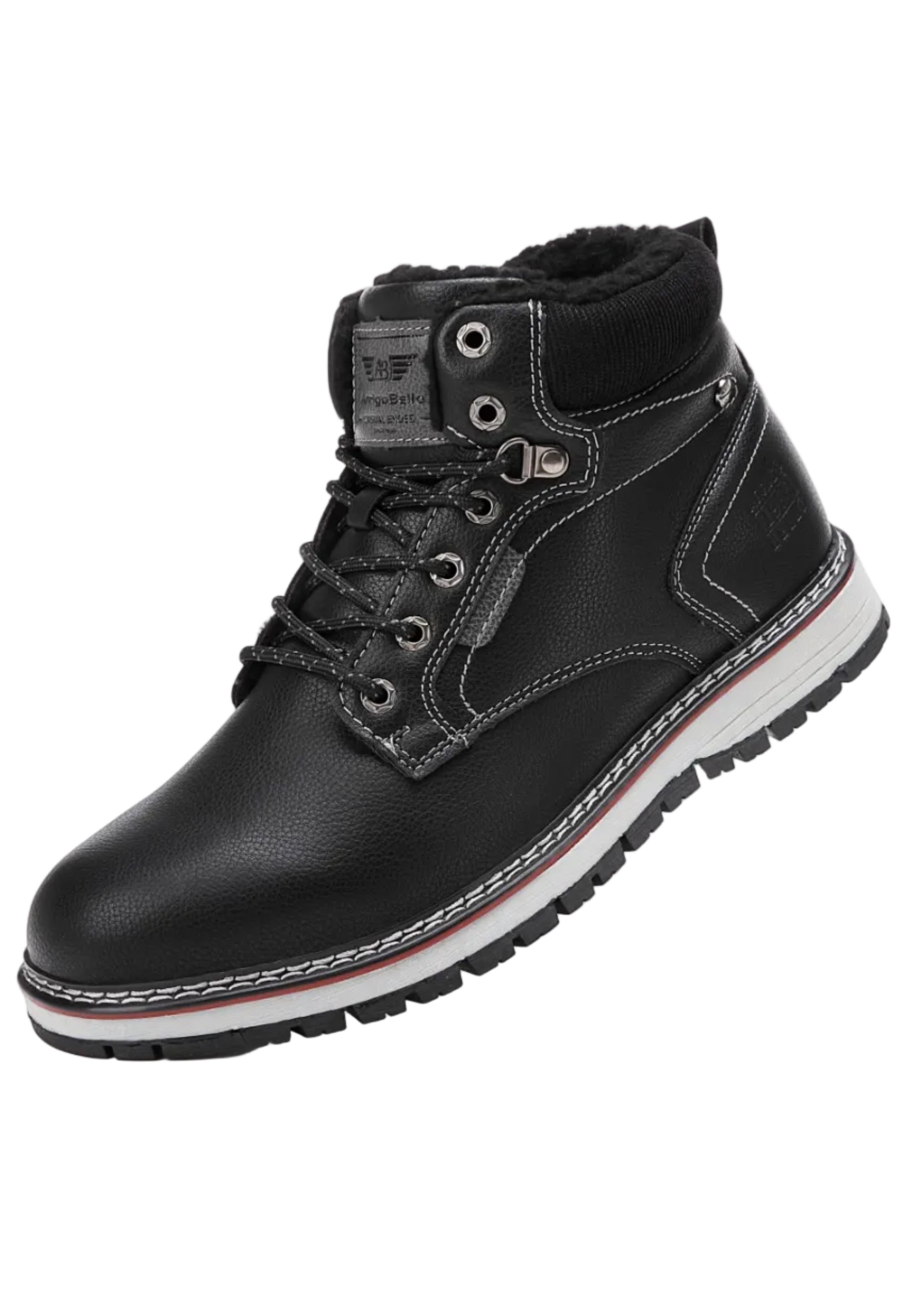Ghete casual-elegante pentru Barbati, Model Stefan,Imblanite, Piele ecologica Premium,Talpa Cusuta si Antiderapanta, Arrigo Bello, Negru