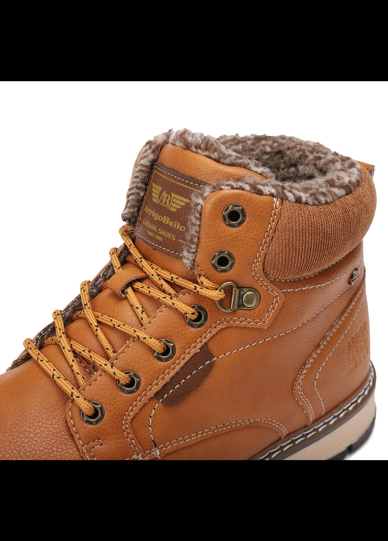 Ghete casual-elegante pentru Barbati, Model Stefan,Imblanite, Piele ecologica Premium,Talpa Cusuta si Antiderapanta, Arrigo Bello, Camel