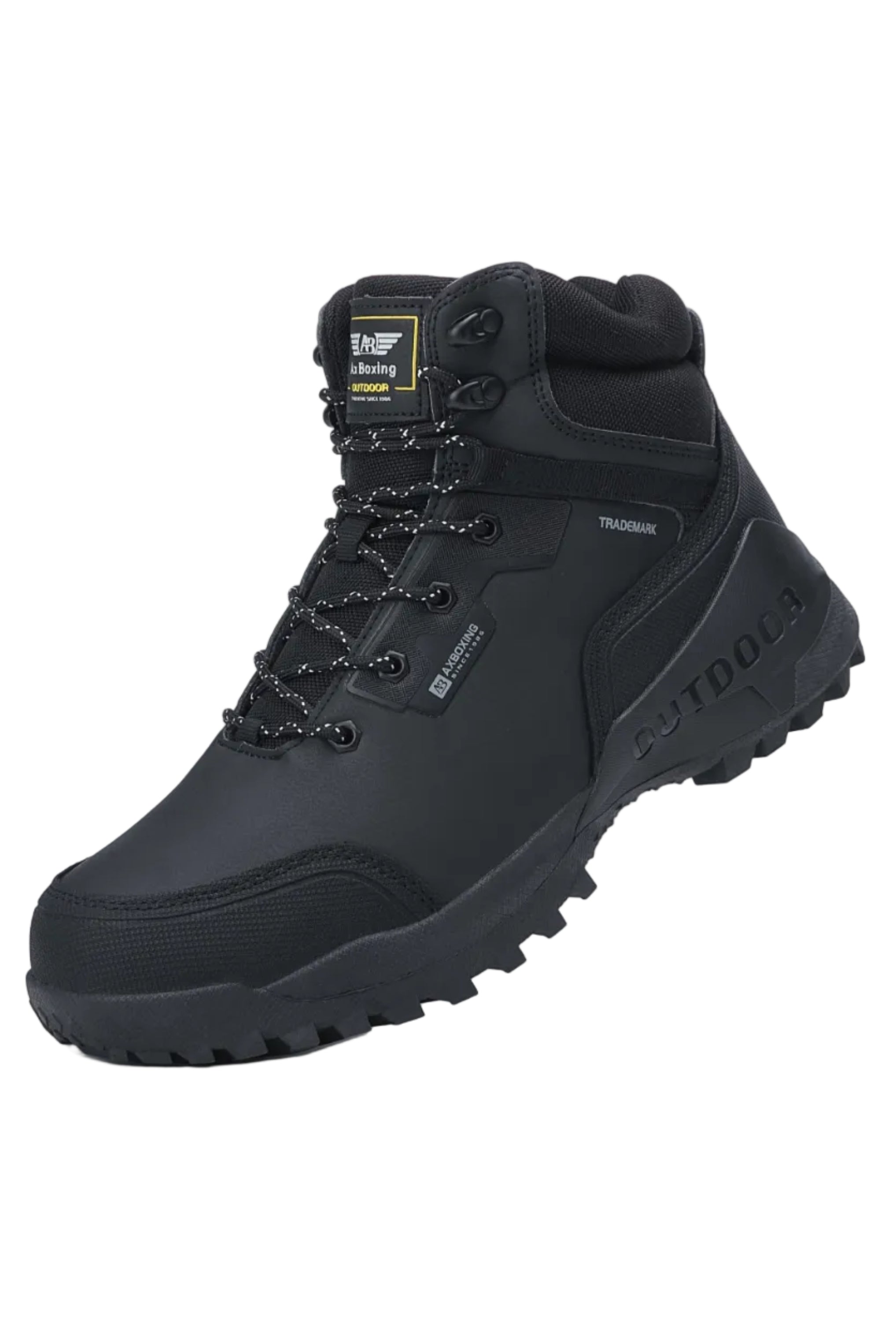 Ghete Imblănite pentru Barbati, Model Bruno, Outdoor, Piele ecologică, Siret, Talpă antiderapantă, Ax Boxing, Negru