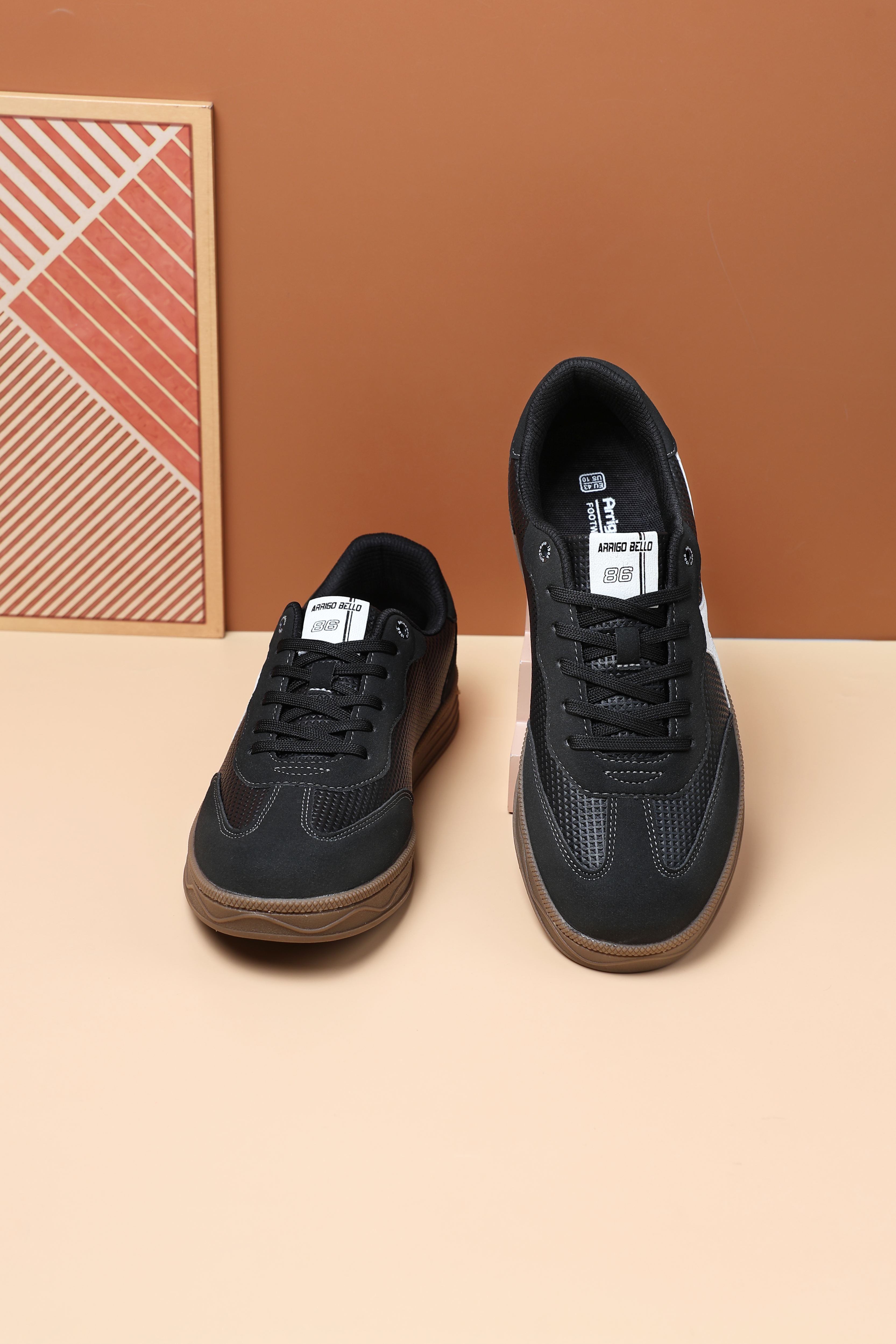 Adidasi casual Barbati, Model Odin, Talpa cusuta, Piele ecologica, Tip tenesi, Arrigo Bello, Negru