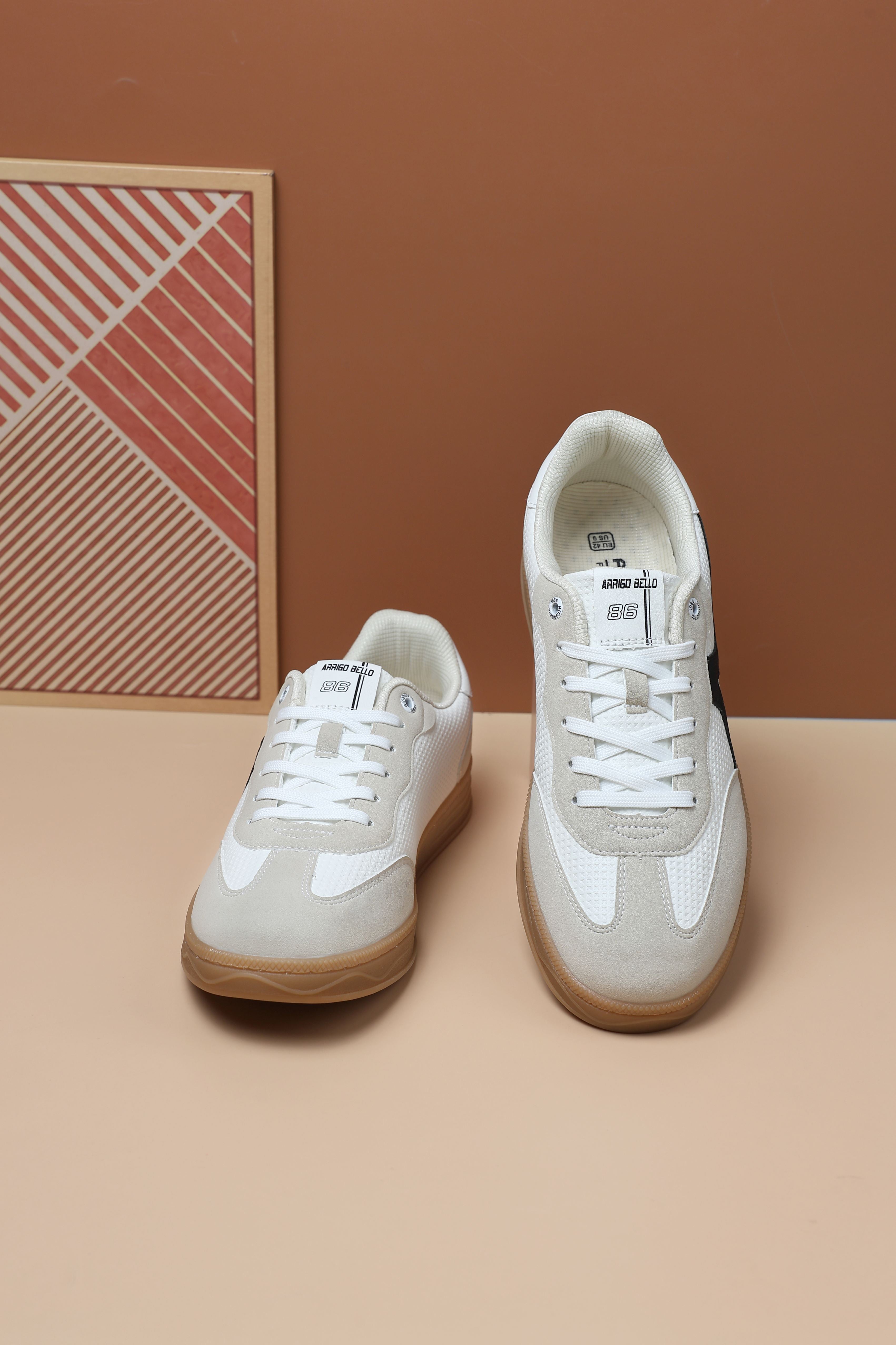 Adidasi casual Barbati, Model Odin, Talpa cusuta, Piele ecologica, Tip tenesi, Arrigo Bello, Alb